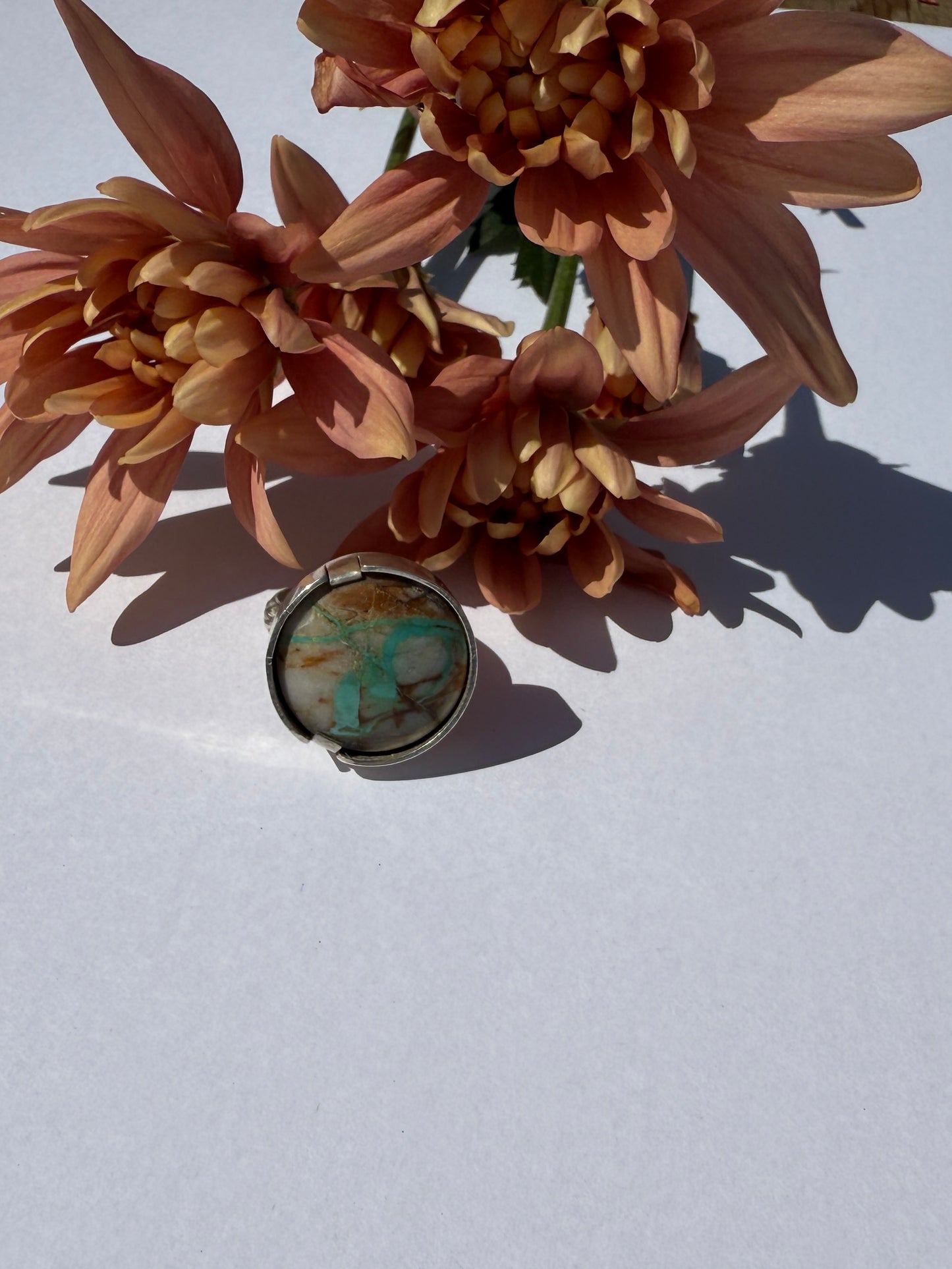 Riverbend Ring - Sterling Silver & Royston Ribbon Turquoise - size 8.75