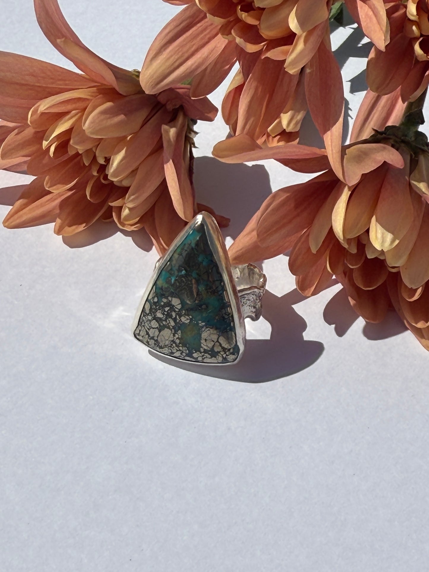 Silver Mesa Ring - Morenci Turquoise - size 7