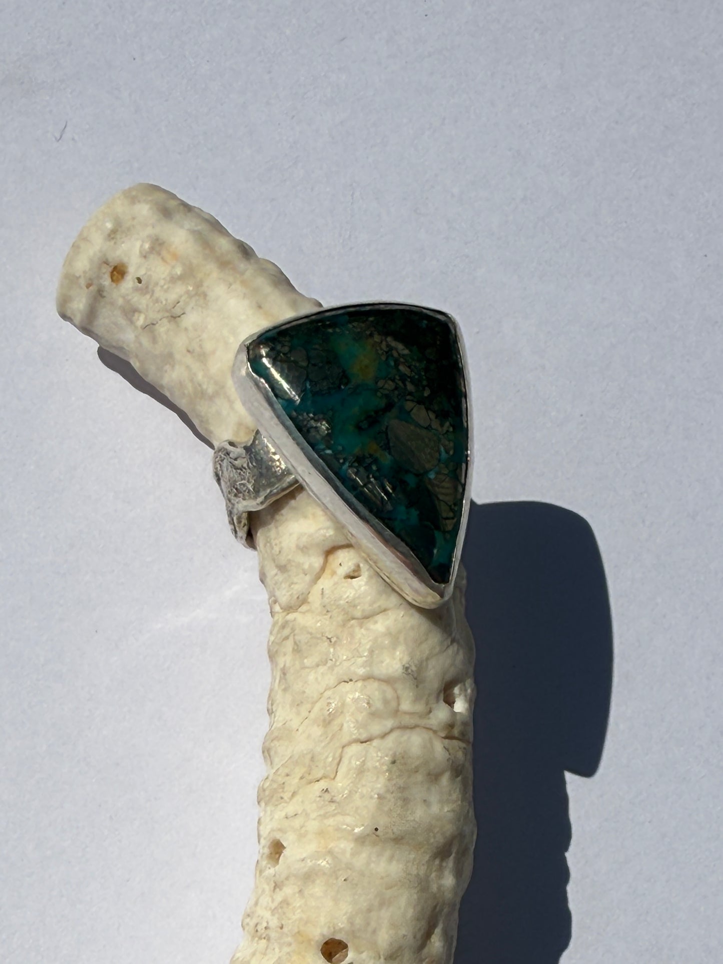 Silver Mesa Ring - Morenci Turquoise - size 7