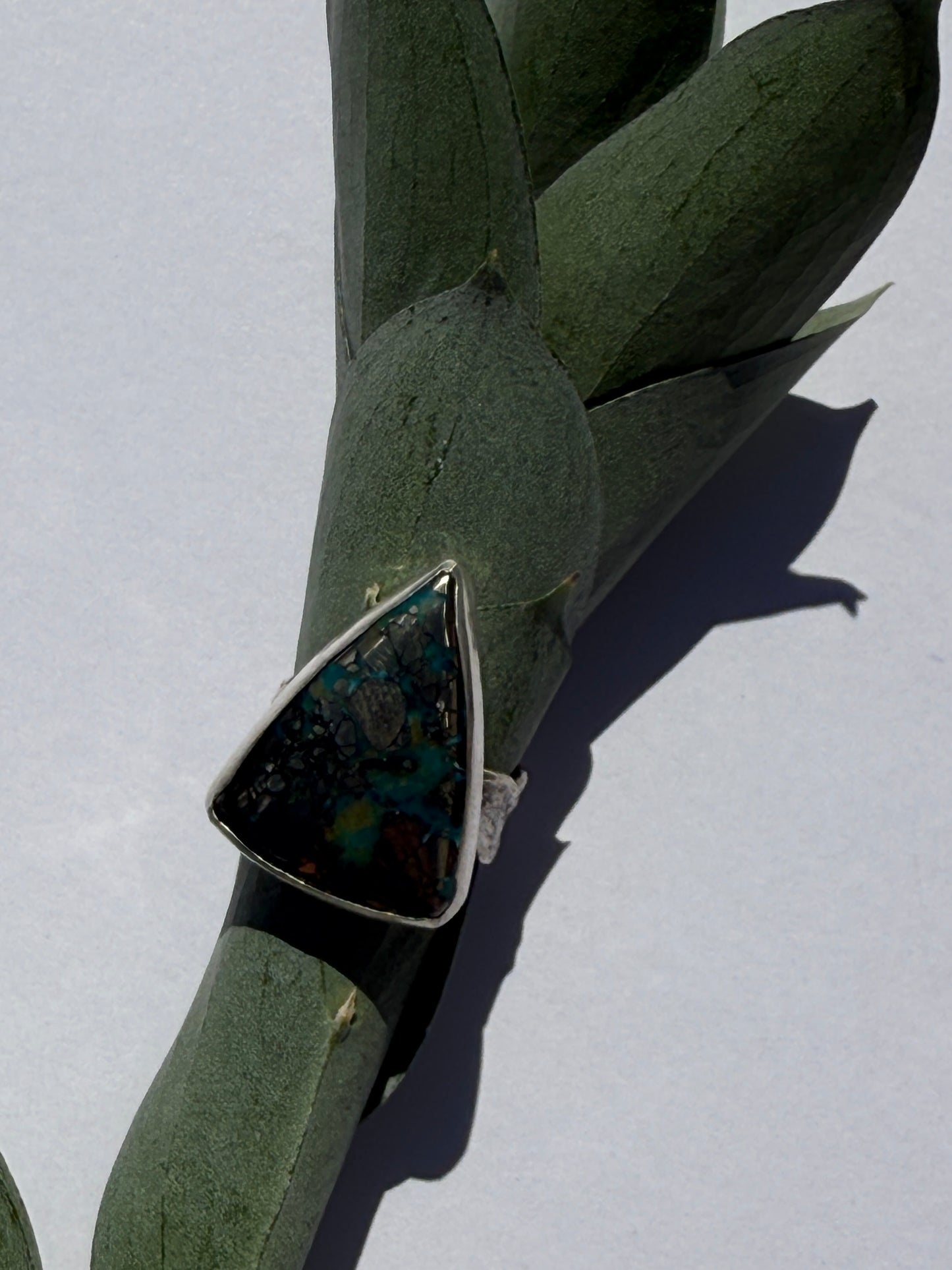 Silver Mesa Ring - Morenci Turquoise - size 7