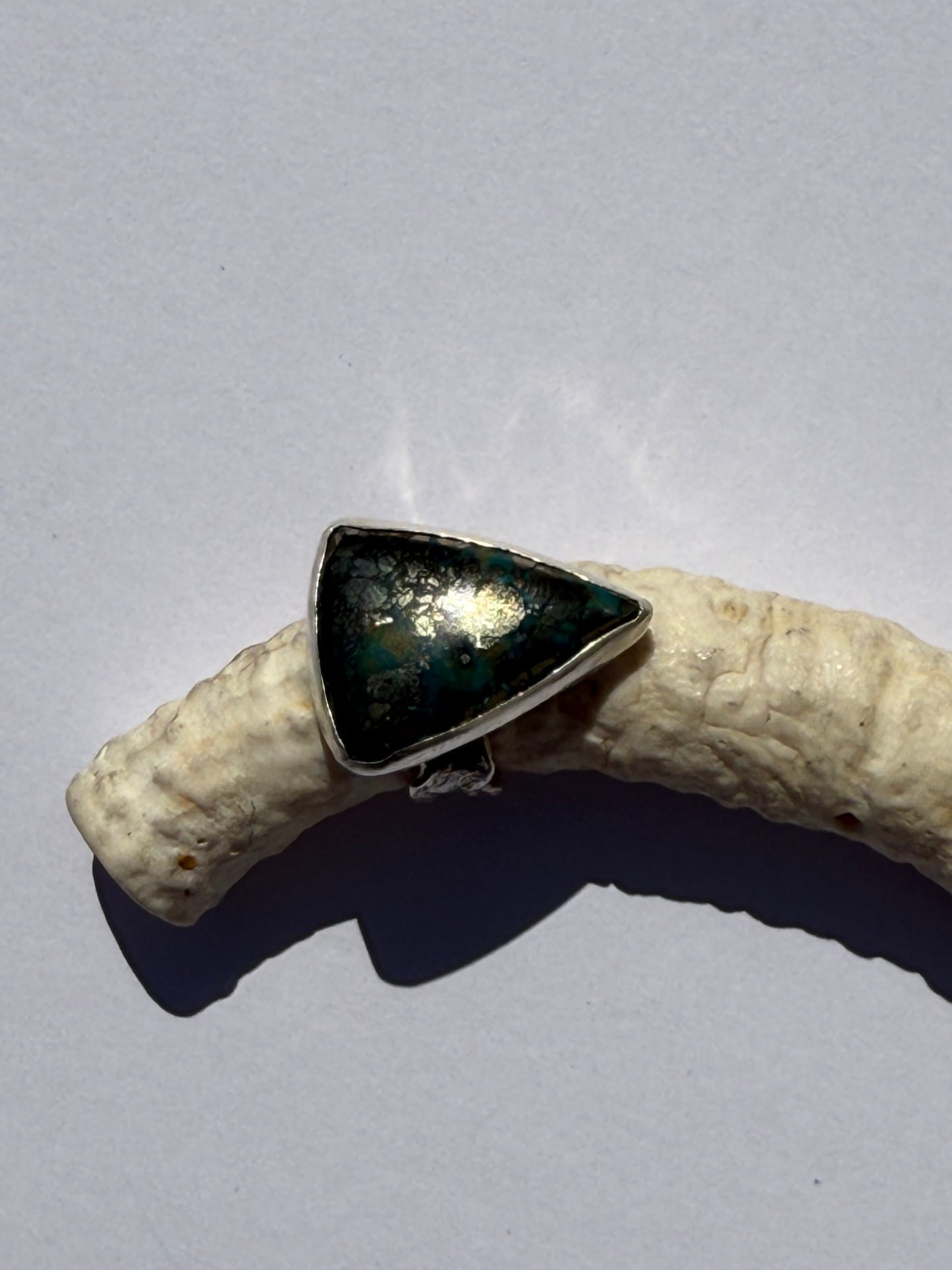 Silver Mesa Ring - Morenci Turquoise - size 7