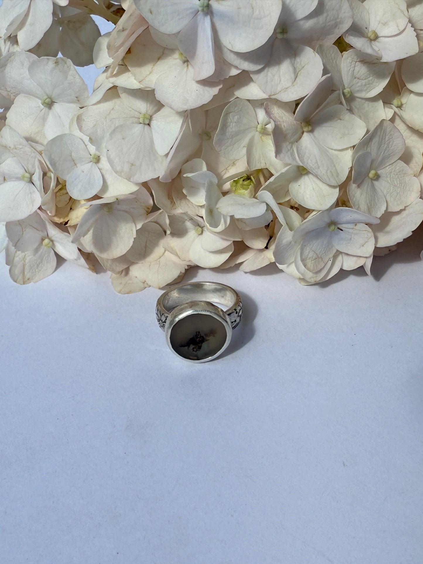 Forest Circle Ring - Dendritic Agate - size 5.5