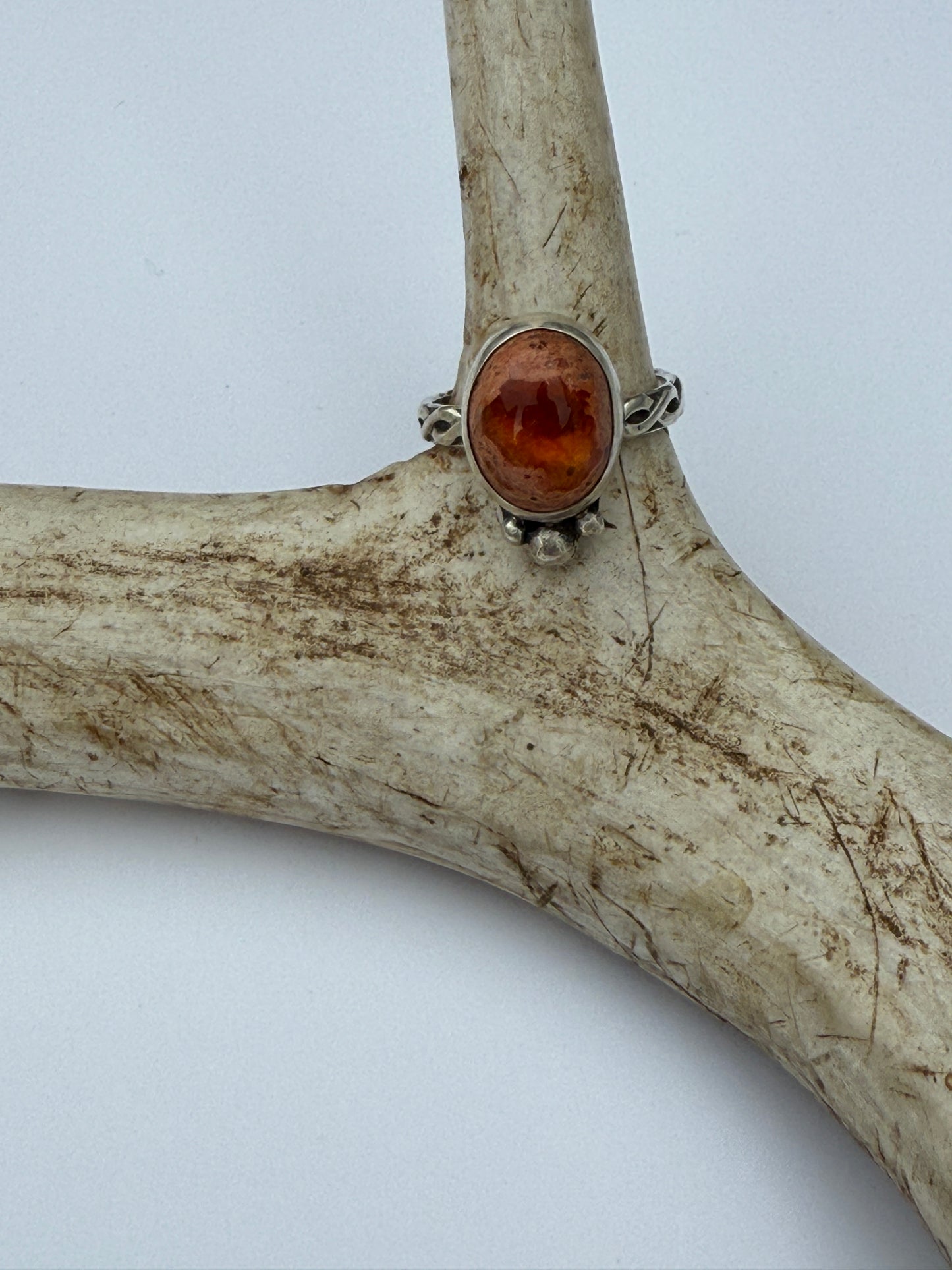 Flameheart Ring: Sterling Silver & Mexican Dragon Fire Opal - size 7