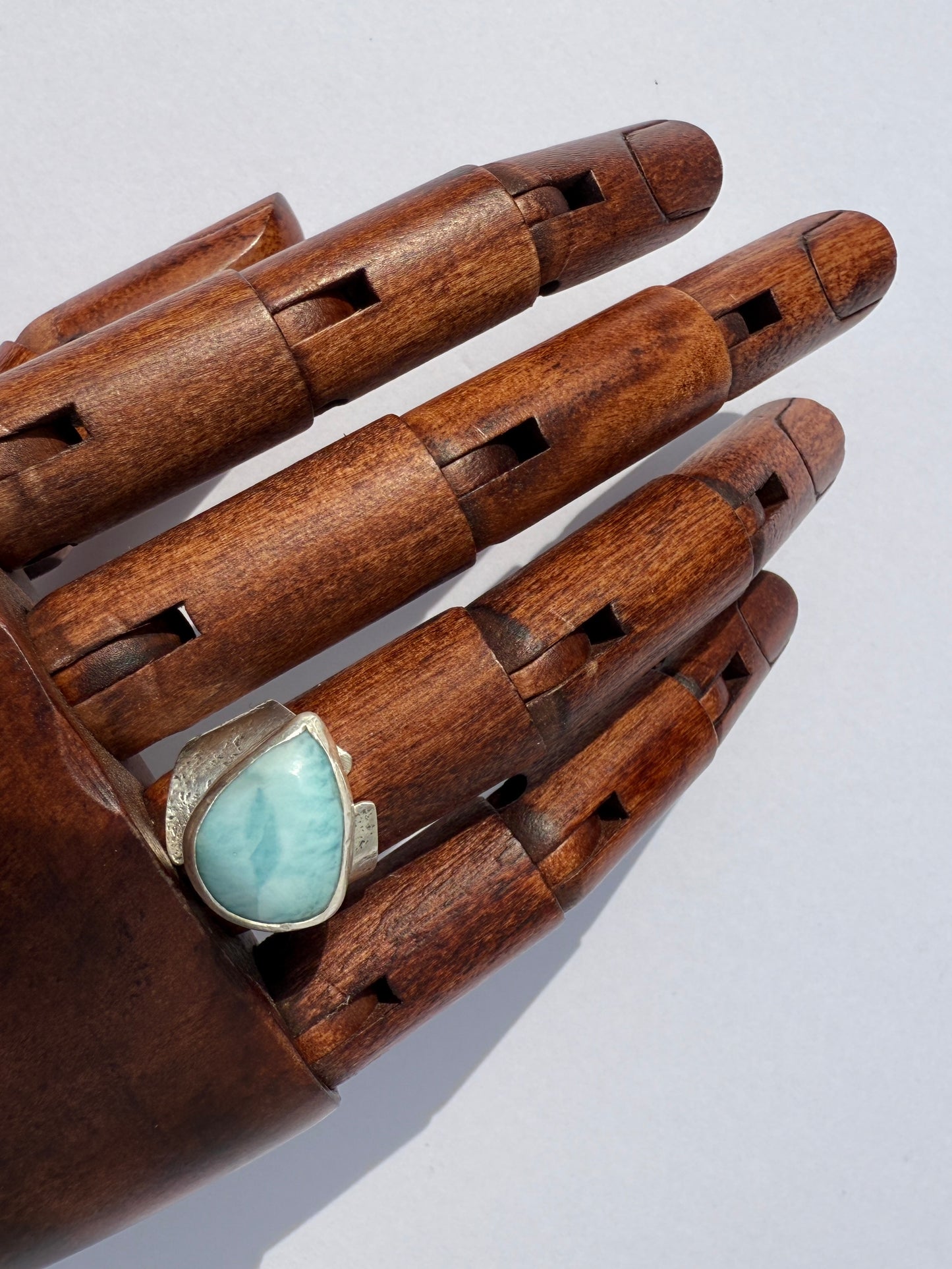 Ocean Whisper Ring - Larimar Teardrop - size 5.5