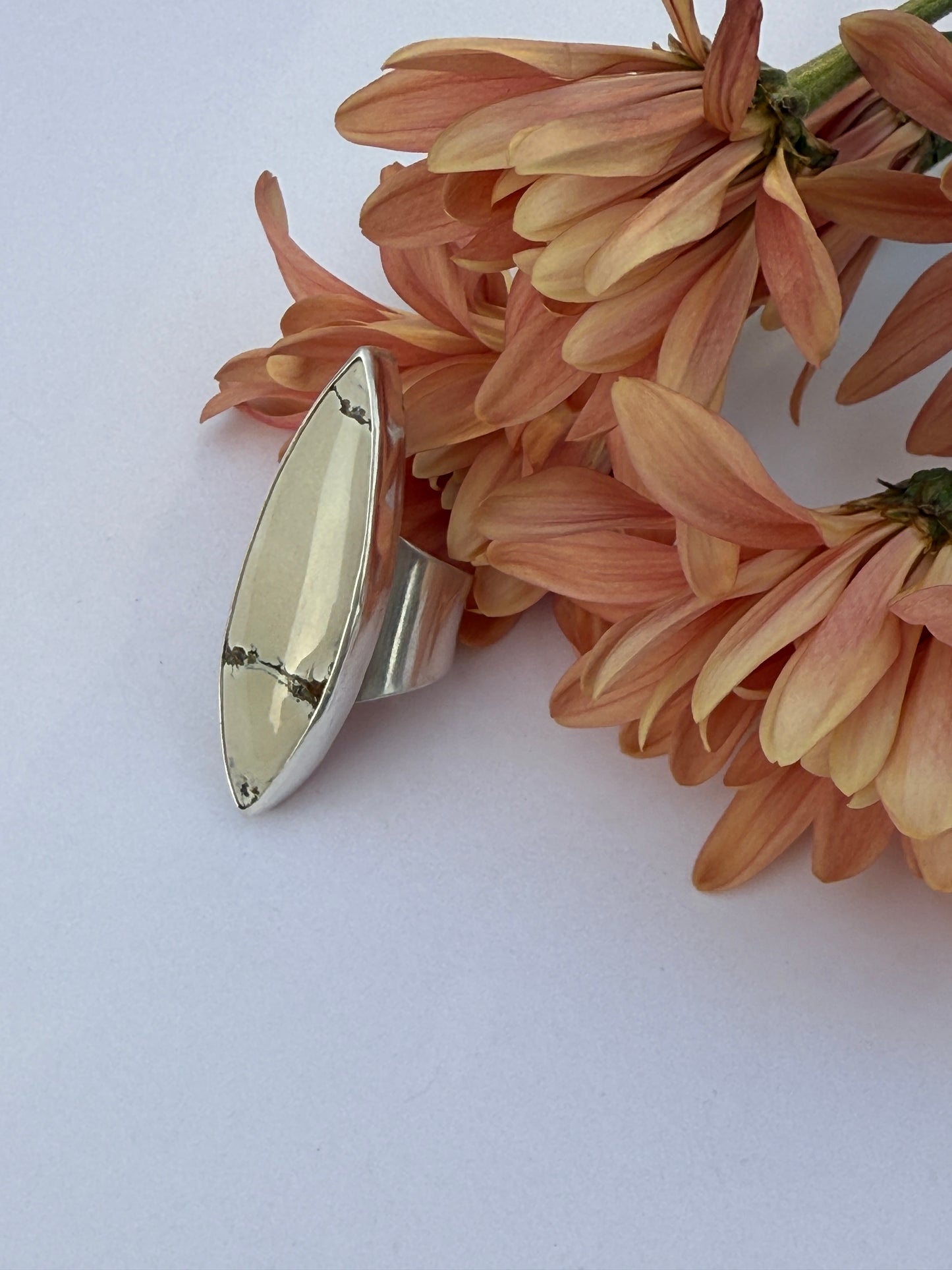 Desert Moon Ring - Sterling Silver & Ivory Variscite - size 7.75