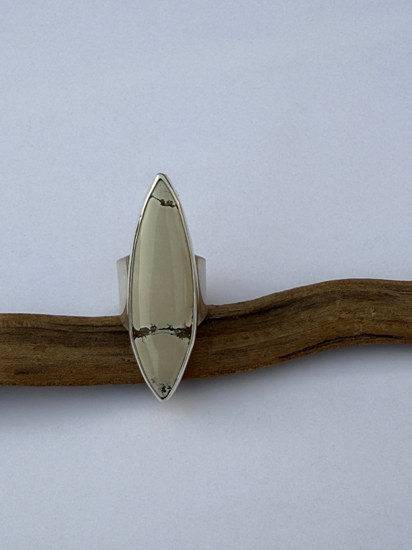 Desert Moon Ring - Sterling Silver & Ivory Variscite - size 7.75
