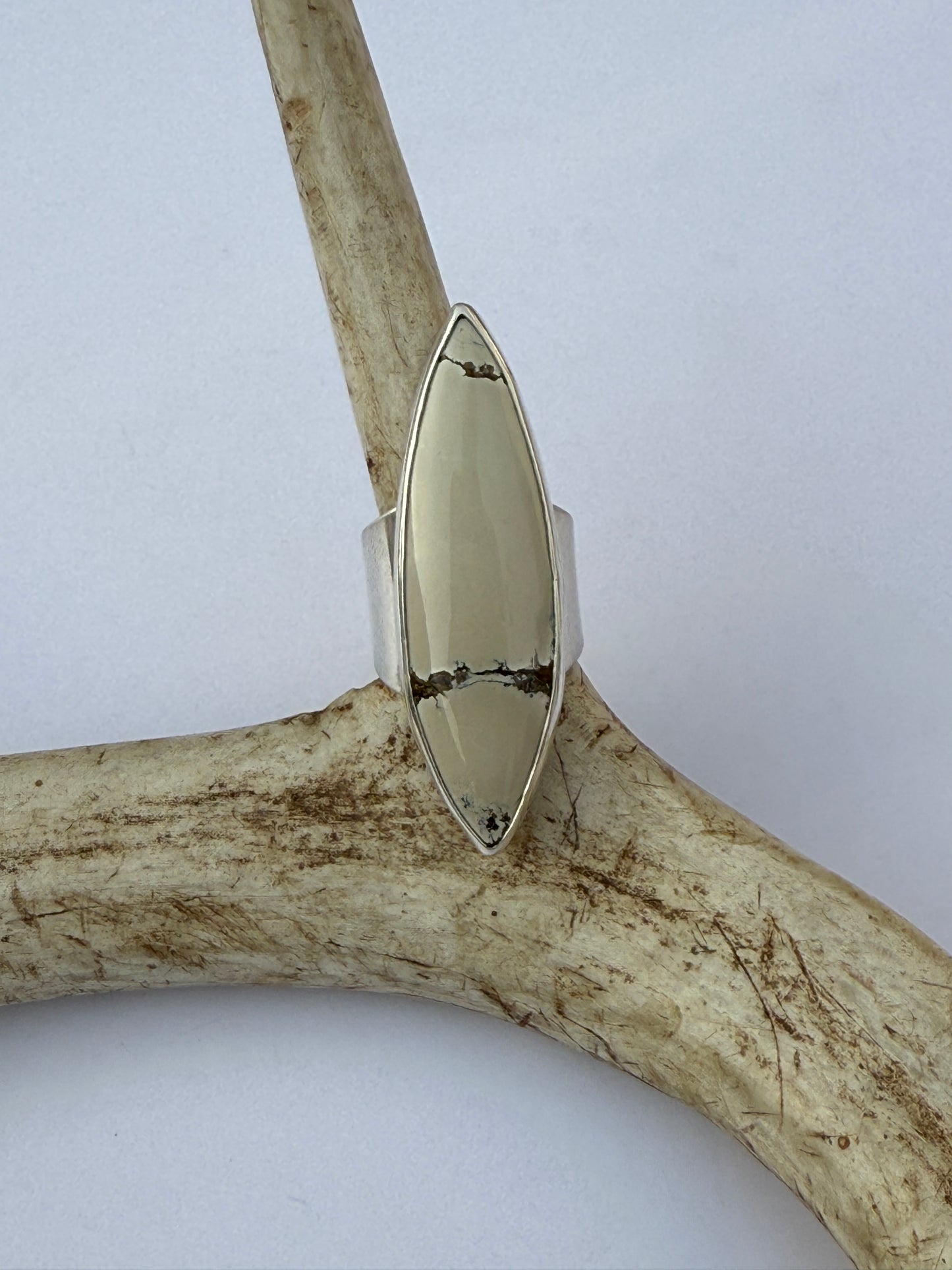 Desert Moon Ring - Sterling Silver & Ivory Variscite - size 7.75
