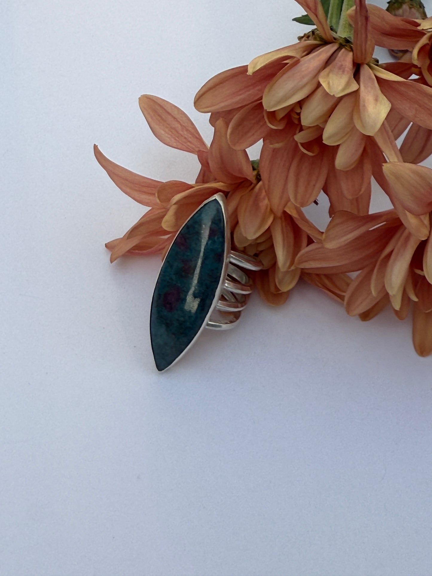 Sunset Splendor Ring - Sterling Silver & Ruby in Kyanite - size 8.25