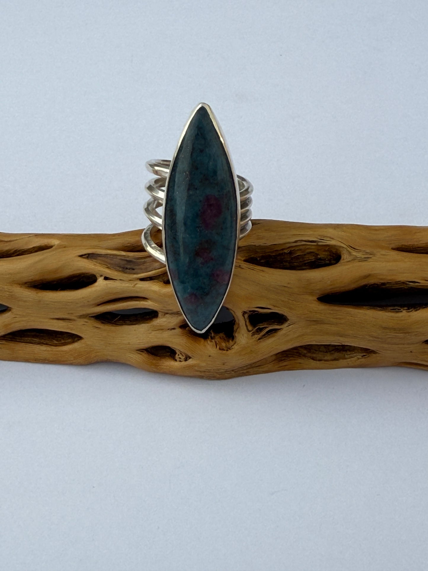 Sunset Splendor Ring - Sterling Silver & Ruby in Kyanite - size 8.25