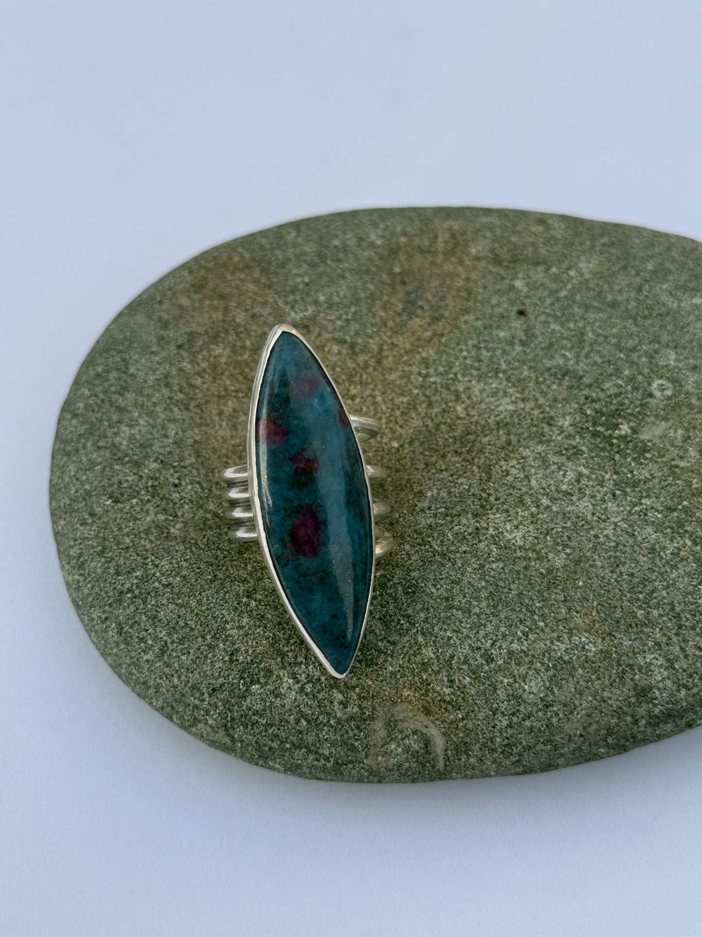 Sunset Splendor Ring - Sterling Silver & Ruby in Kyanite - size 8.25