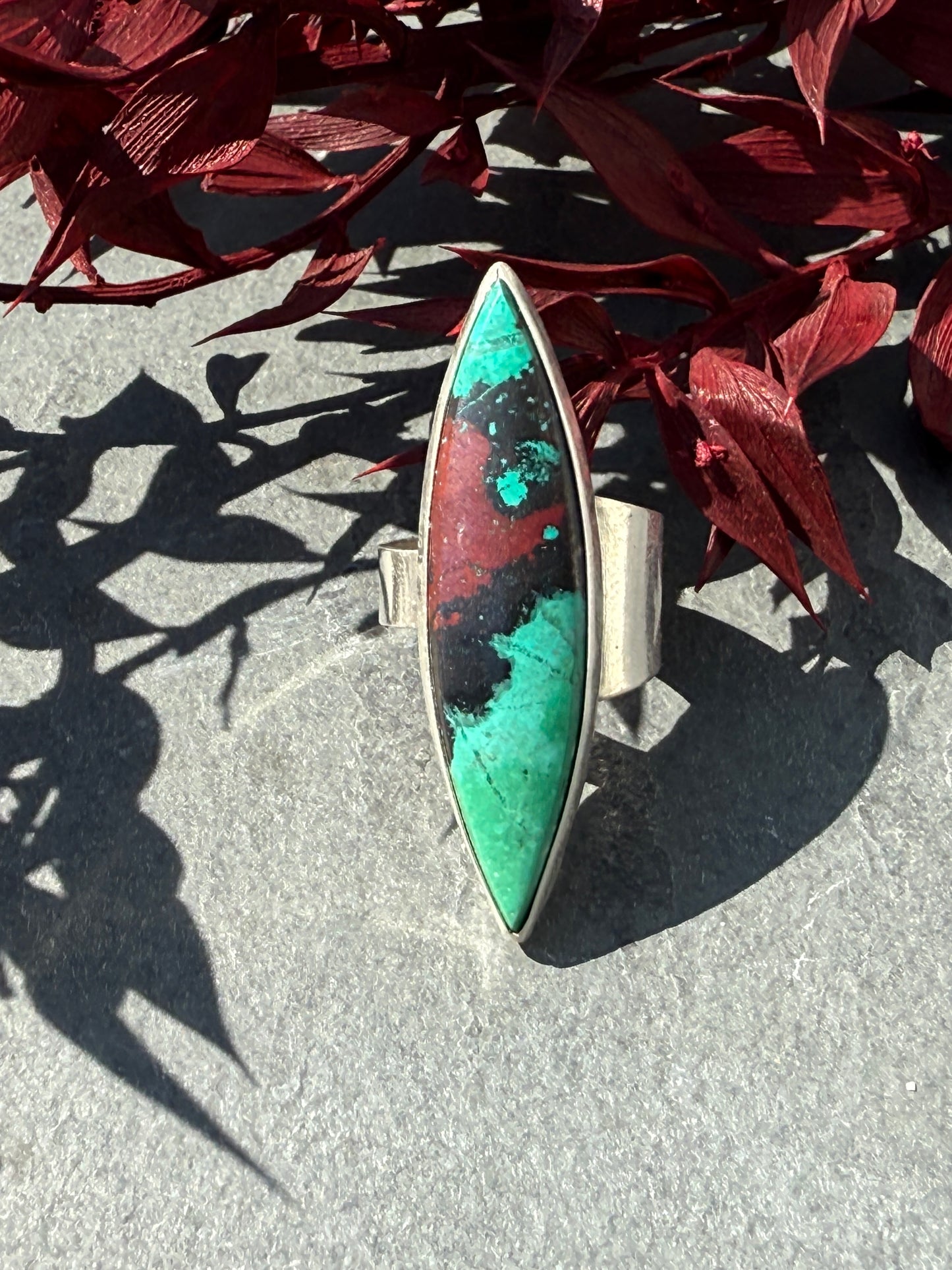 Sierra Flame Ring: Sterling Silver & Sonoran Sunrise - size 6.25