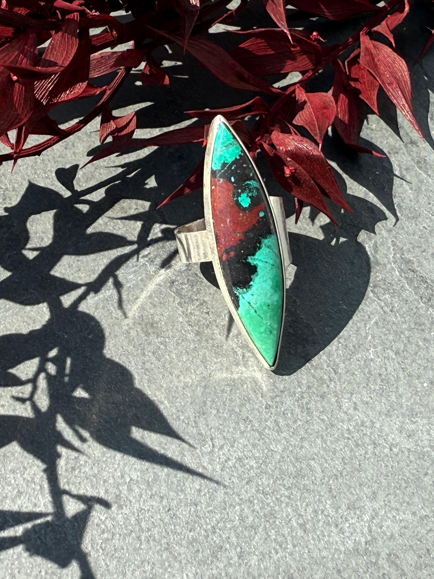 Sierra Flame Ring: Sterling Silver & Sonoran Sunrise - size 6.25