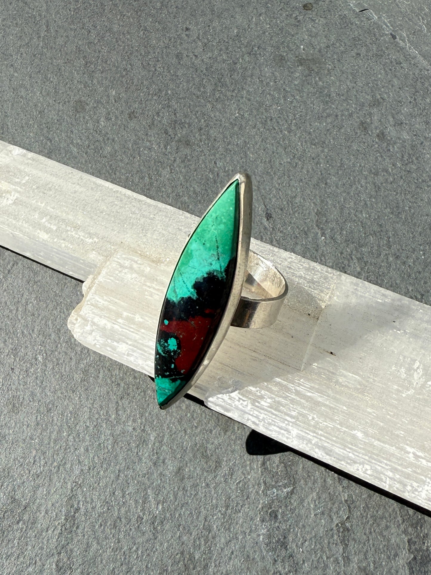 Sierra Flame Ring: Sterling Silver & Sonoran Sunrise - size 6.25
