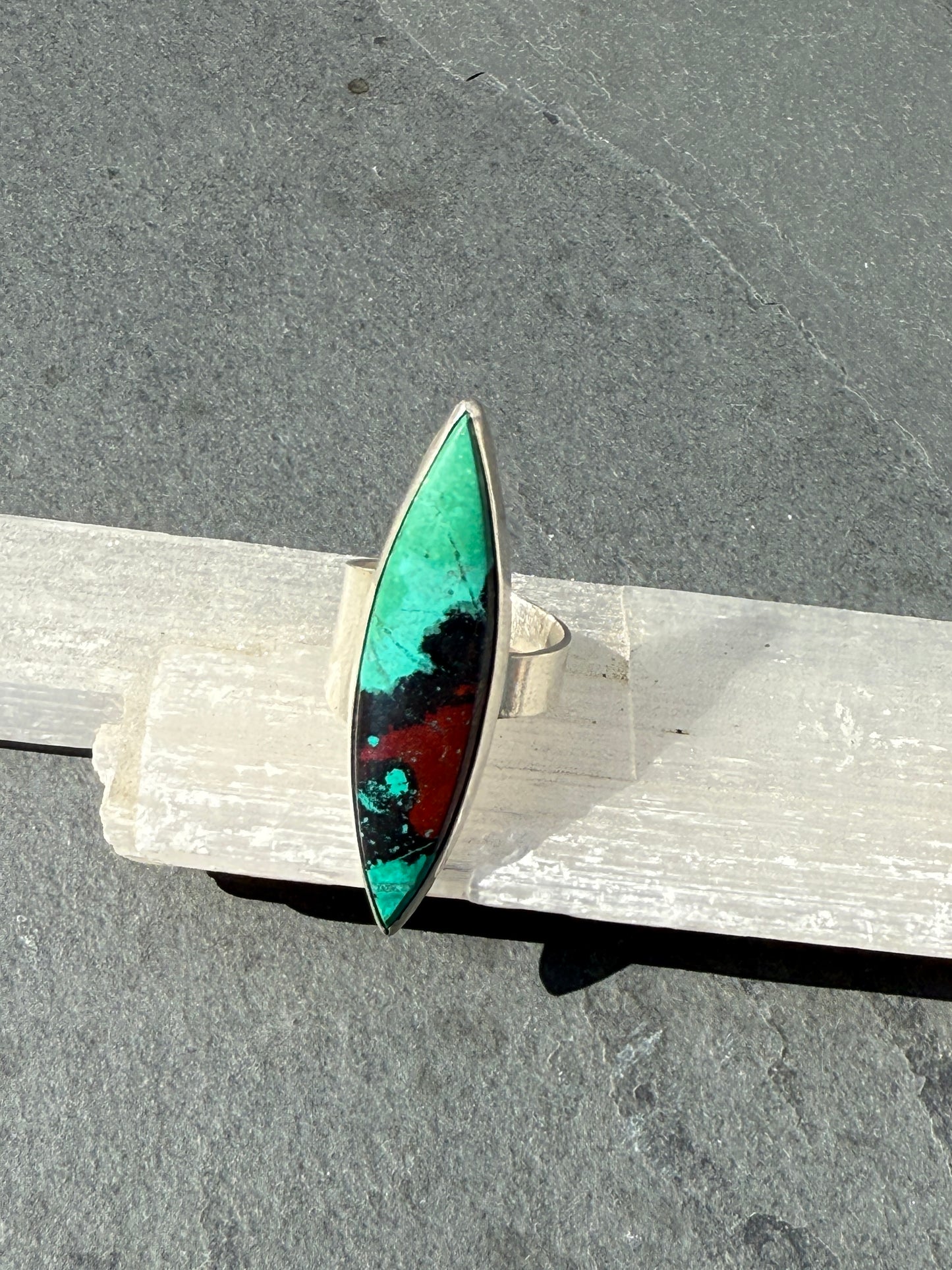 Sierra Flame Ring: Sterling Silver & Sonoran Sunrise - size 6.25