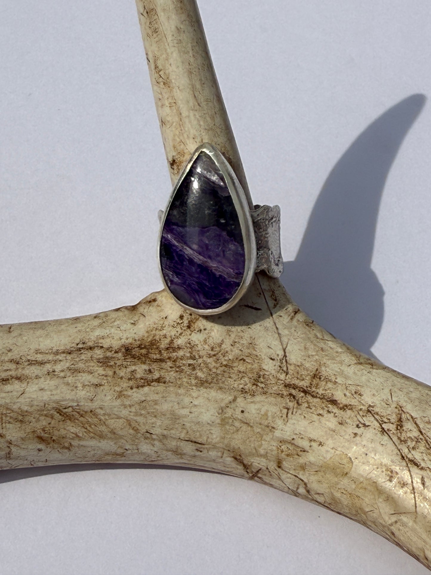 Twilight Grove Ring - Sterling Silver & Charoite - size 9.5