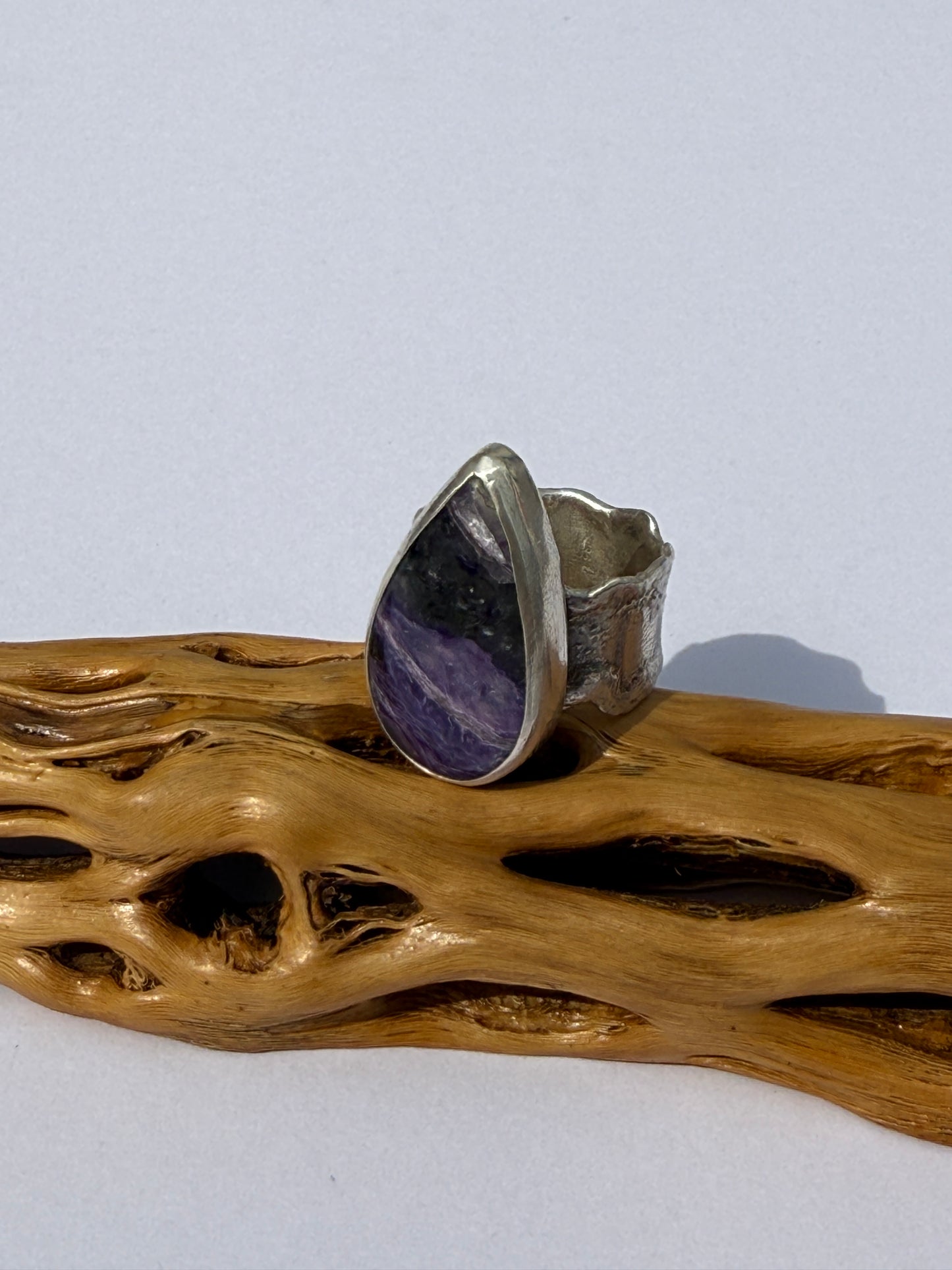 Twilight Grove Ring - Sterling Silver & Charoite - size 9.5