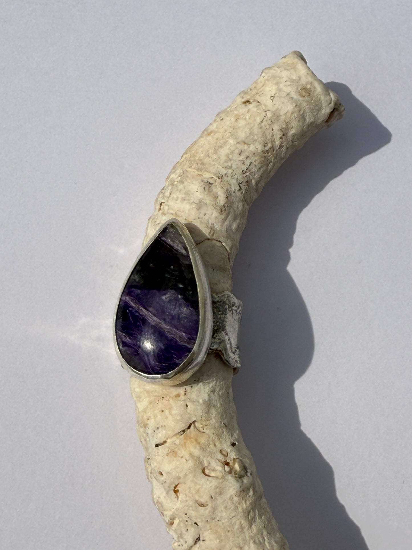 Twilight Grove Ring - Sterling Silver & Charoite - size 9.5