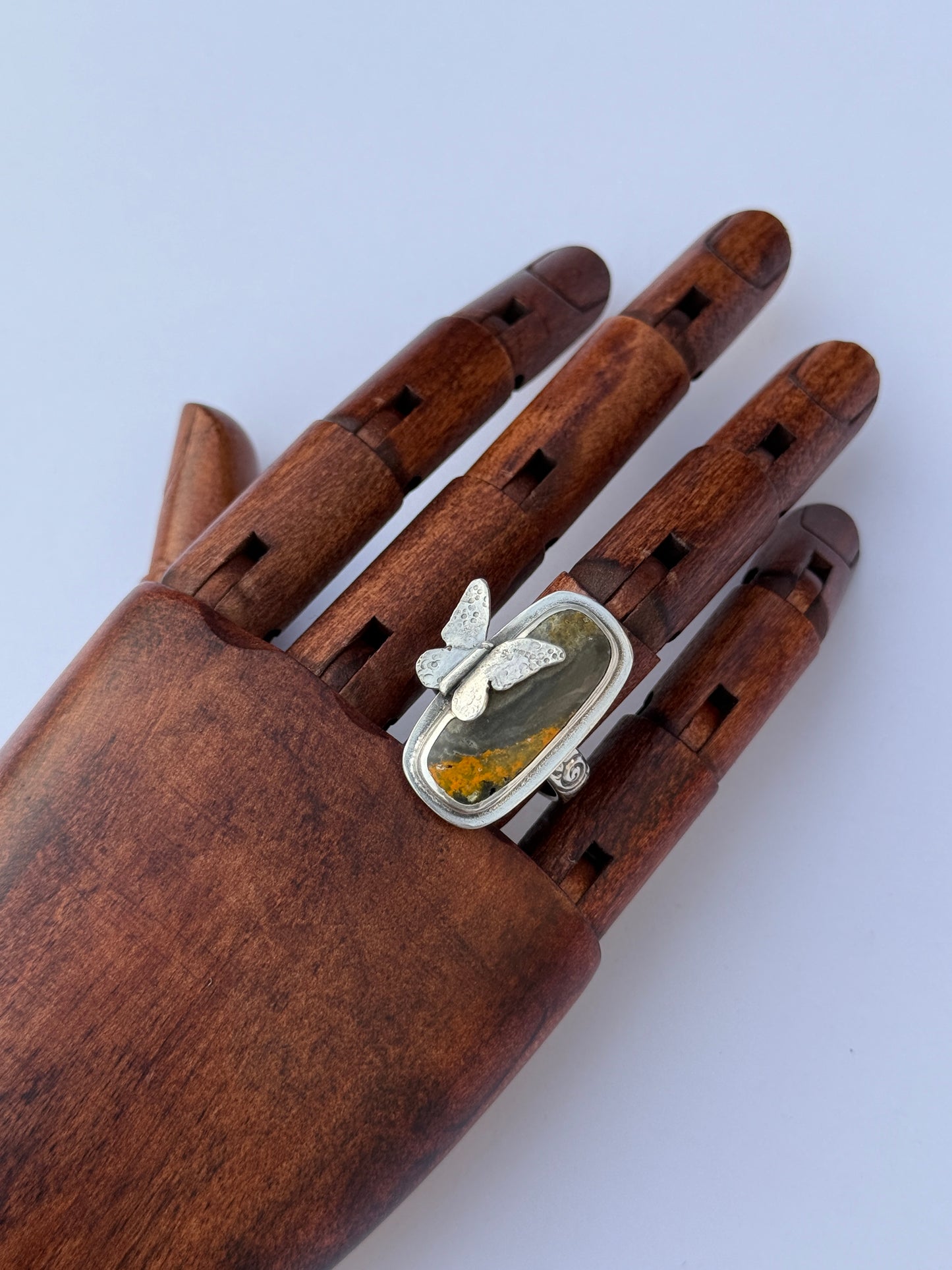 Sunlit Wings Ring - Sterling Silver & Bumblebee Jasper - size 9.75