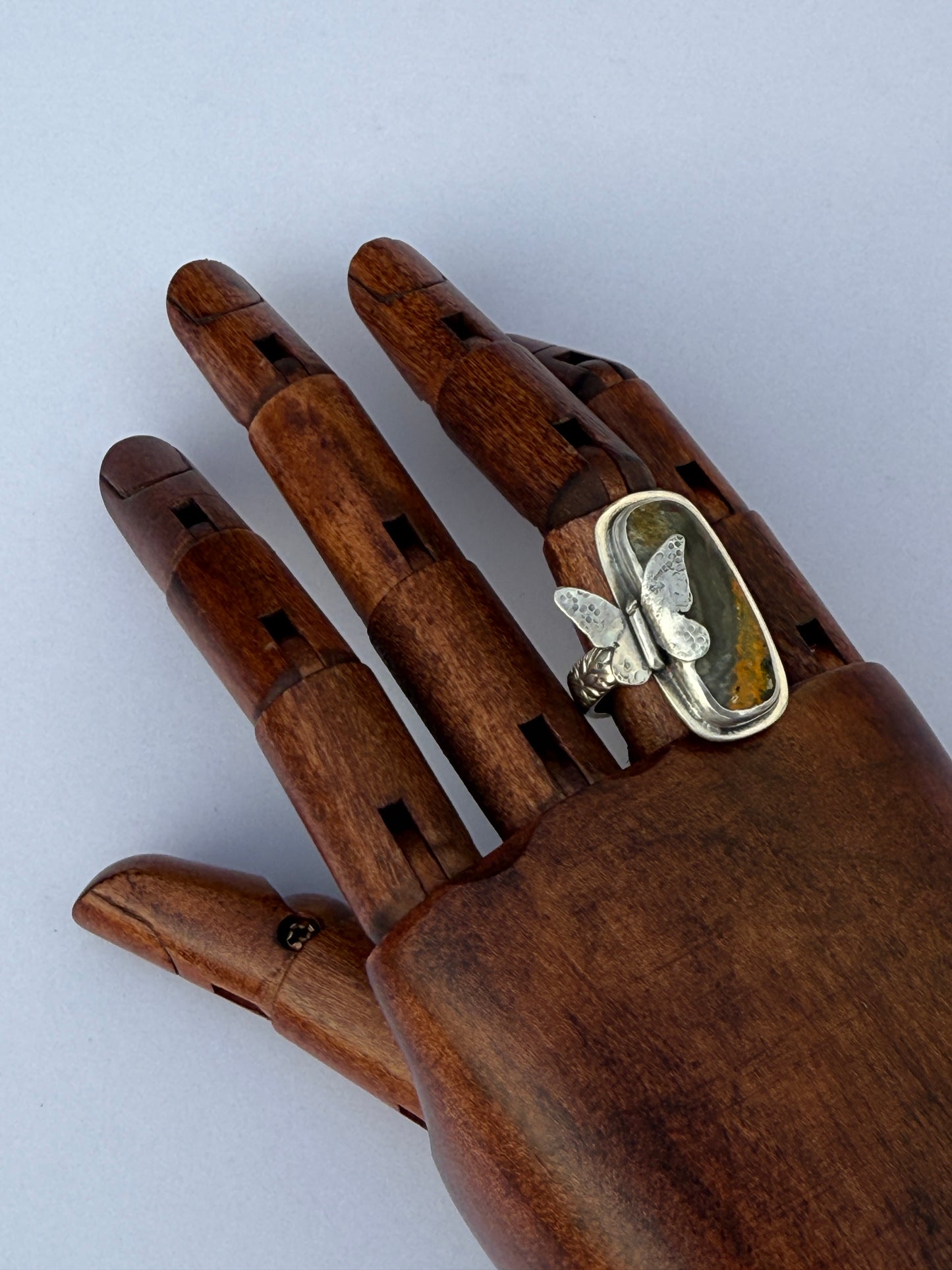 Sunlit Wings Ring - Sterling Silver & Bumblebee Jasper - size 9.75