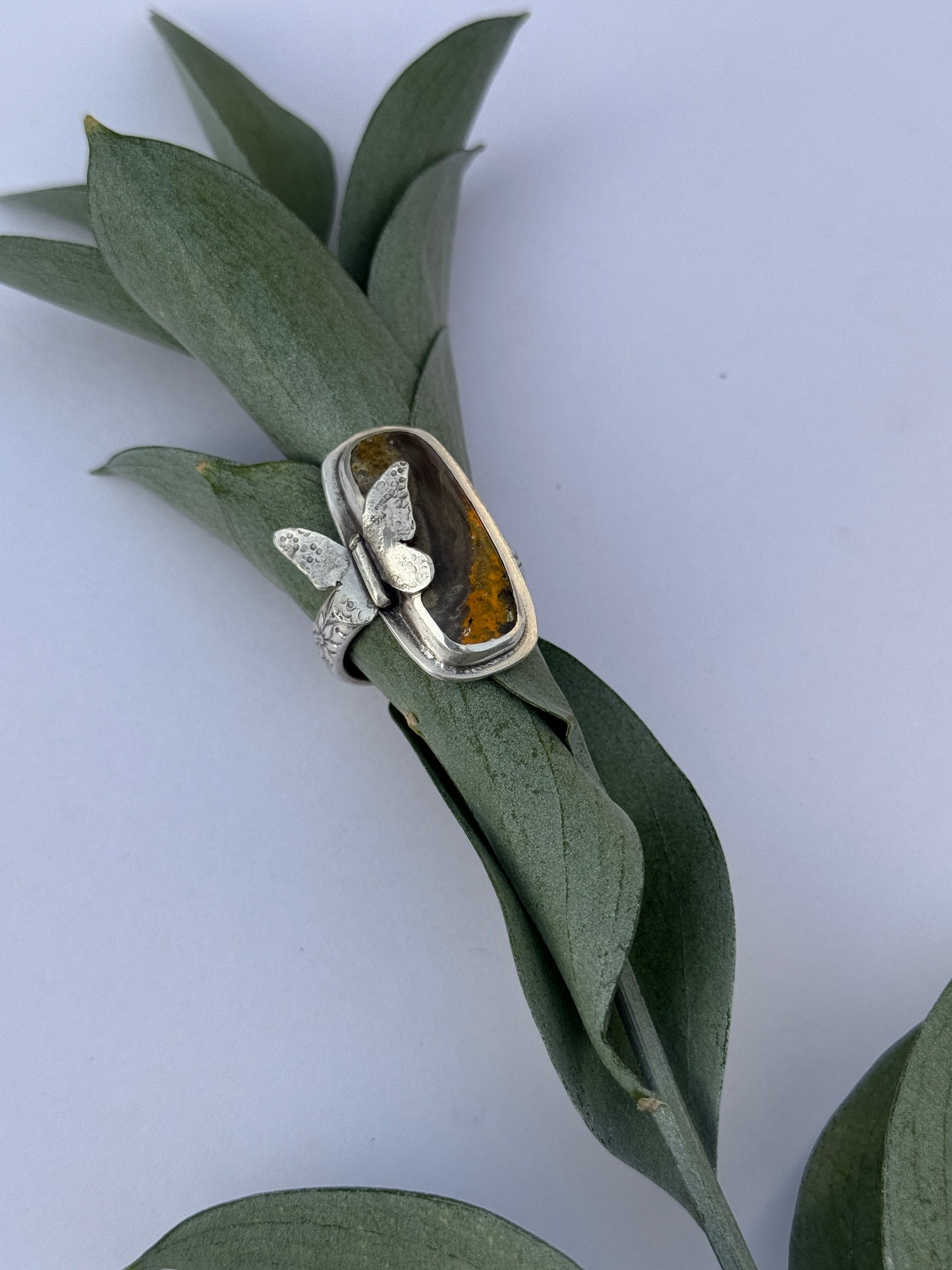 Sunlit Wings Ring - Sterling Silver & Bumblebee Jasper - size 9.75
