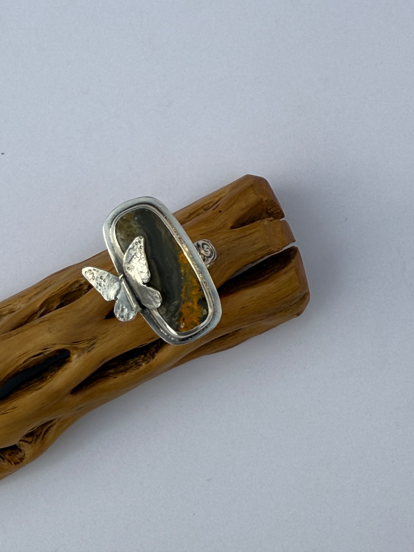 Sunlit Wings Ring - Sterling Silver & Bumblebee Jasper - size 9.75