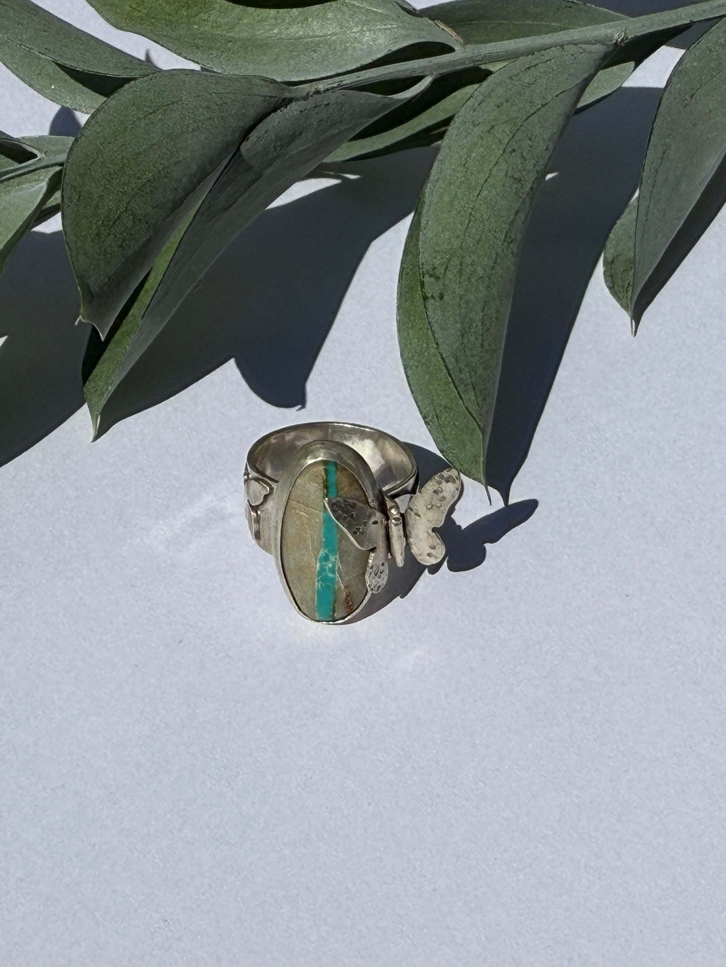 Sky Dancer Ring - Sterling Silver & Boulder Turquoise - size 8.25