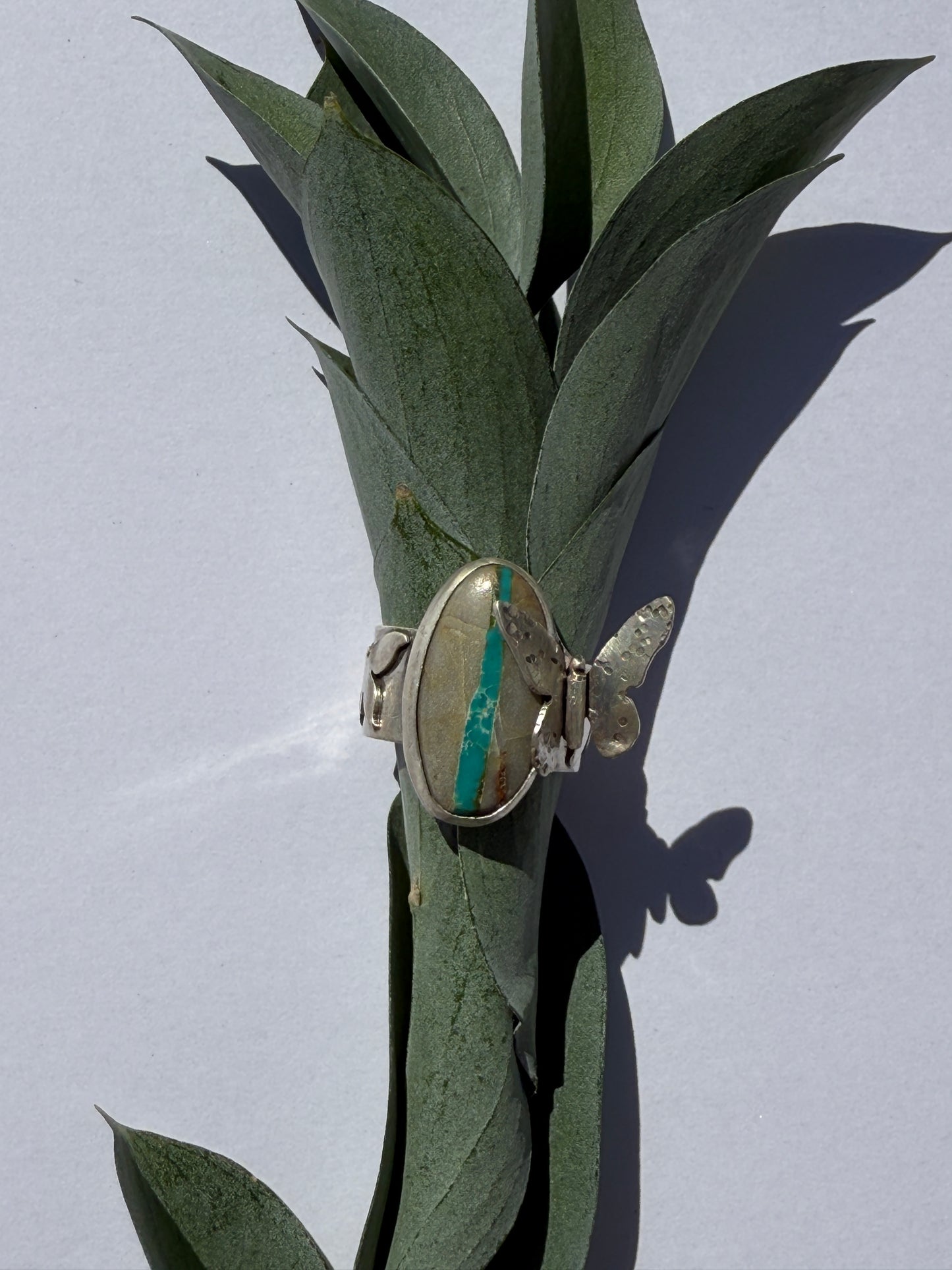 Sky Dancer Ring - Sterling Silver & Boulder Turquoise - size 8.25