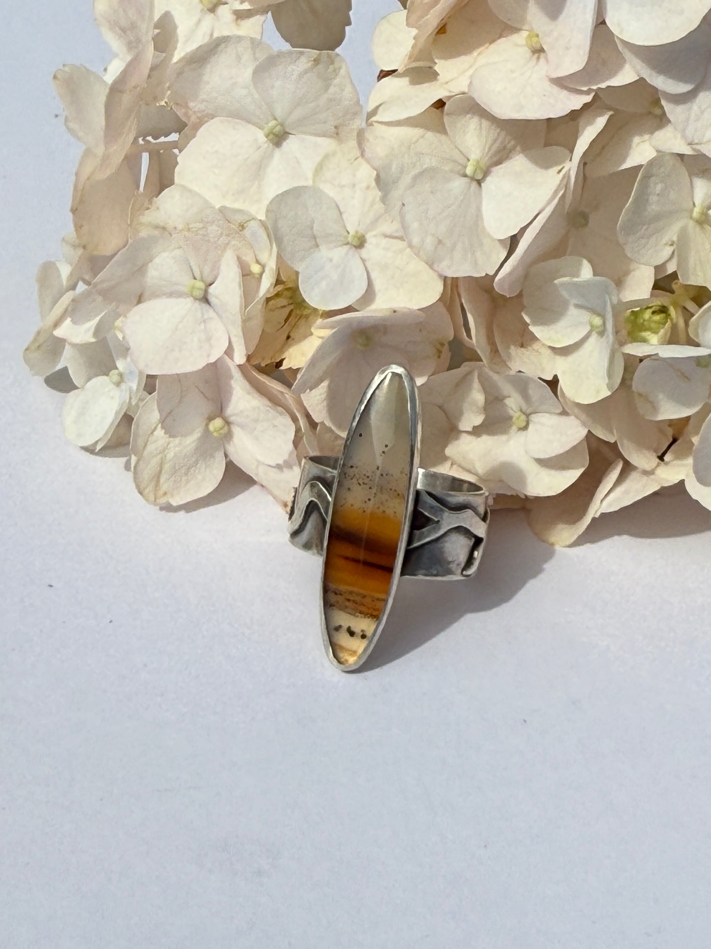 Riverbend Ring - Sterling Silver & Narmada River Agate - size 10.25