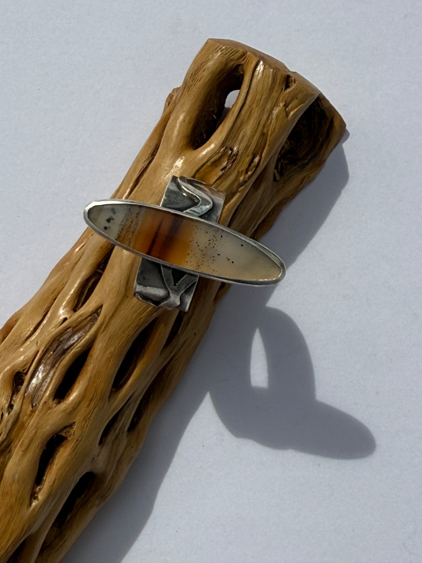 Riverbend Ring - Sterling Silver & Narmada River Agate - size 10.25