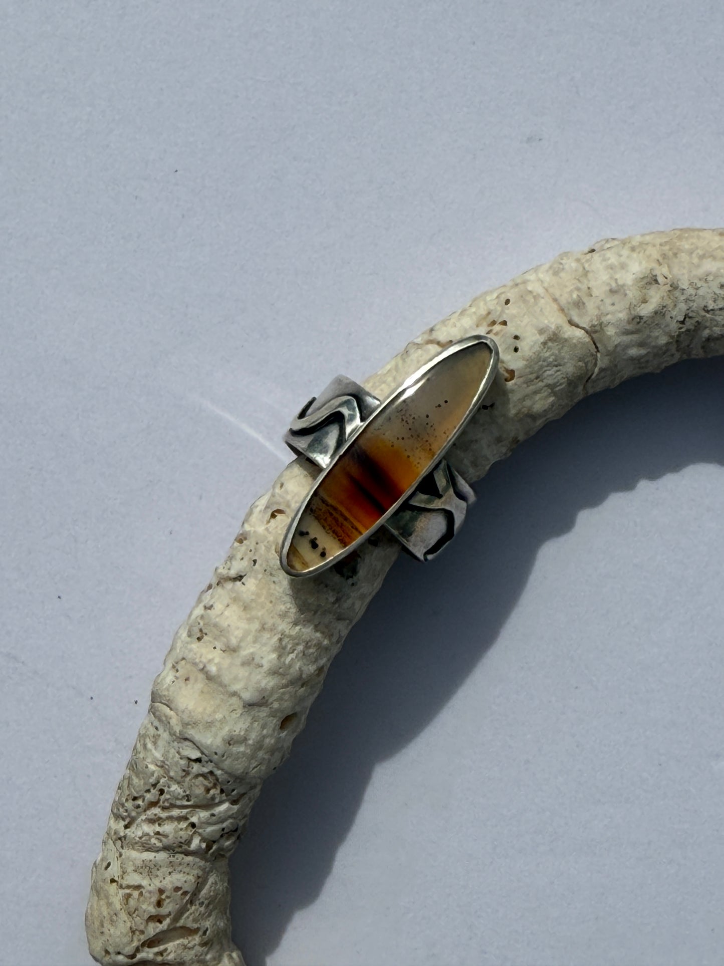Riverbend Ring - Sterling Silver & Narmada River Agate - size 10.25