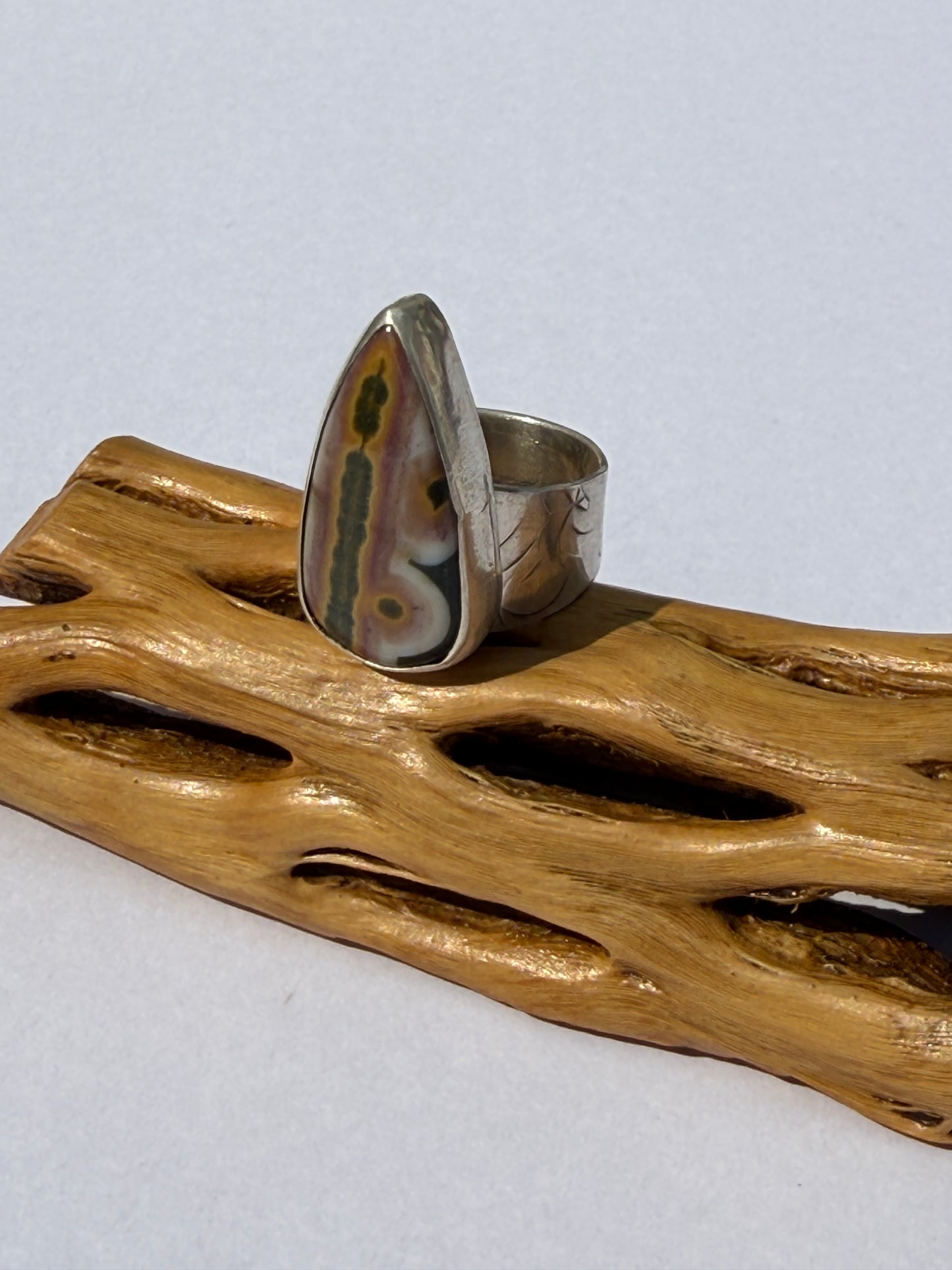 Tidepool Ring - Sterling Silver & Ocean Jasper Teardrop - size 7