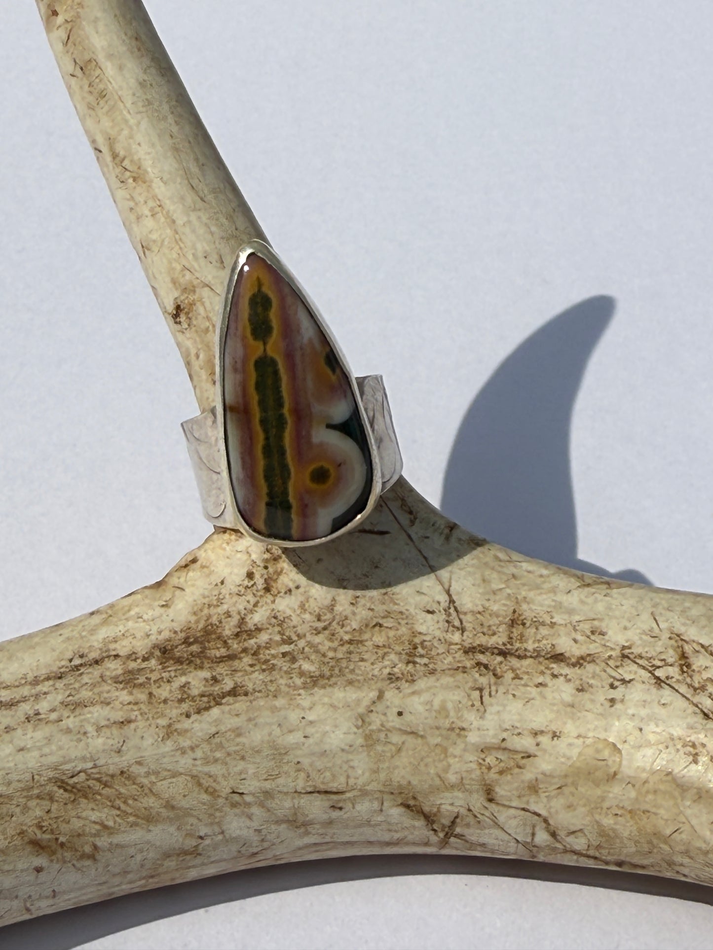 Tidepool Ring - Sterling Silver & Ocean Jasper Teardrop - size 7