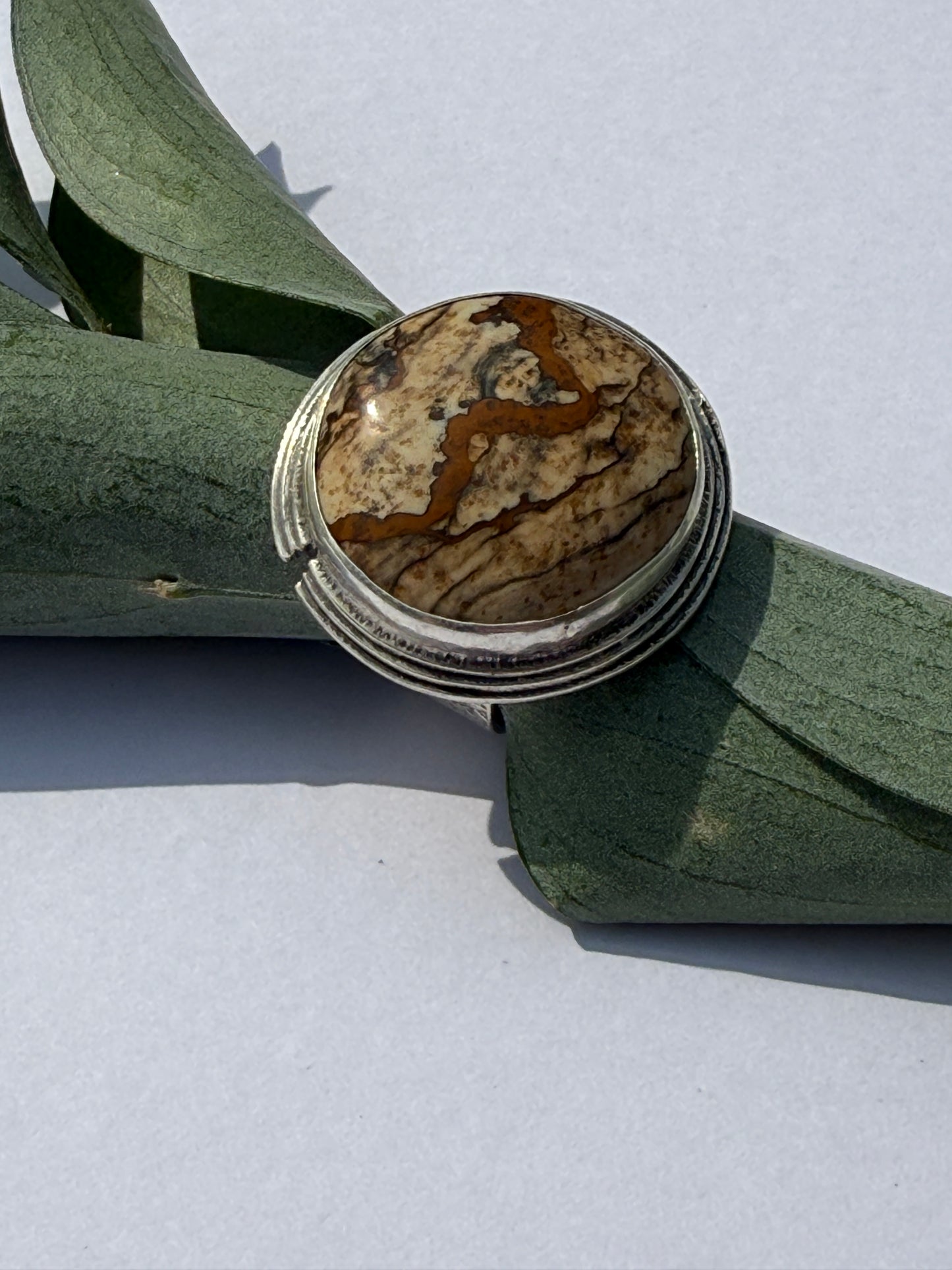 Sanctuary Ring - Sterling Silver & Picture Jasper - size 7