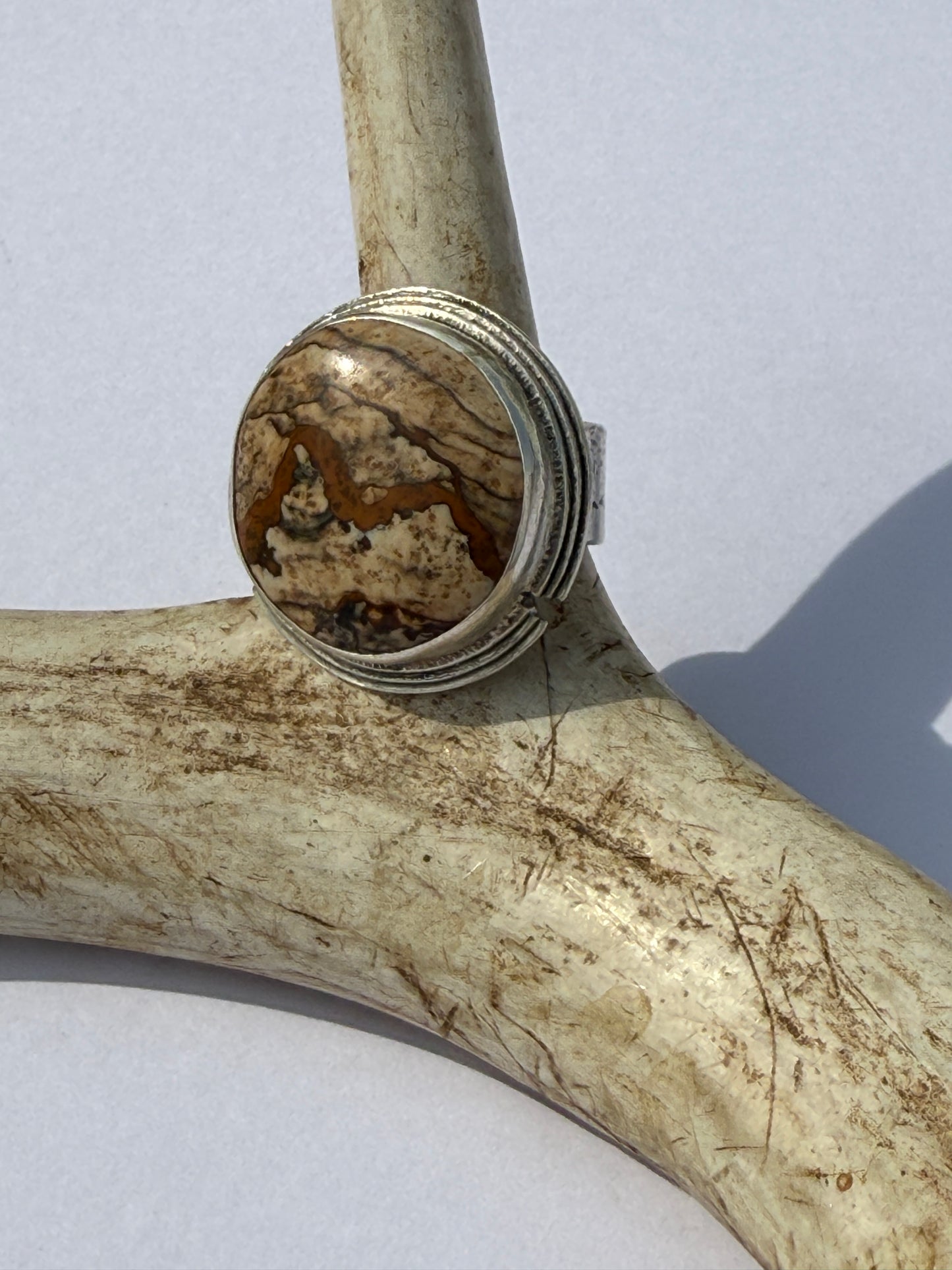 Sanctuary Ring - Sterling Silver & Picture Jasper - size 7