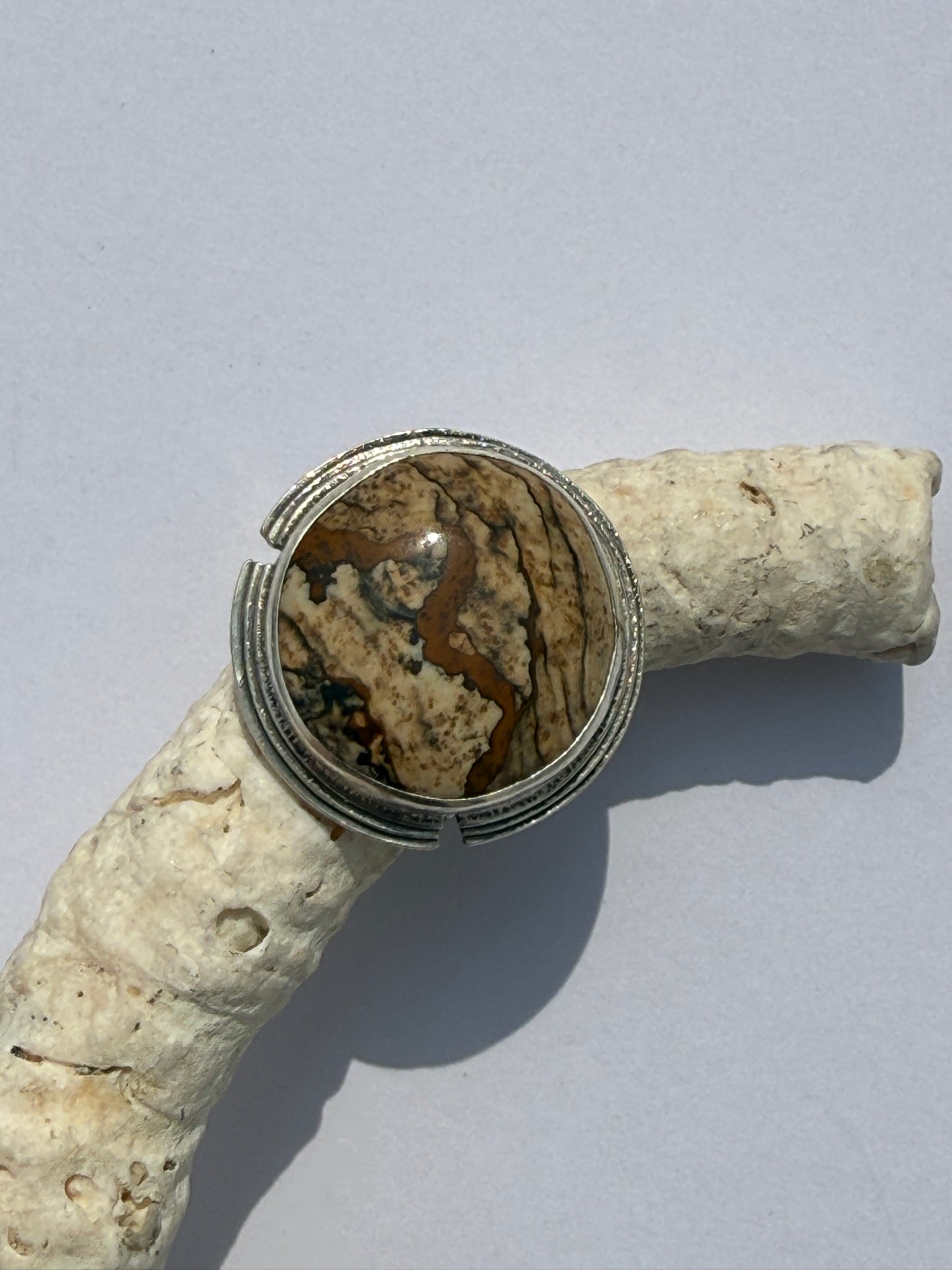 Sanctuary Ring - Sterling Silver & Picture Jasper - size 7