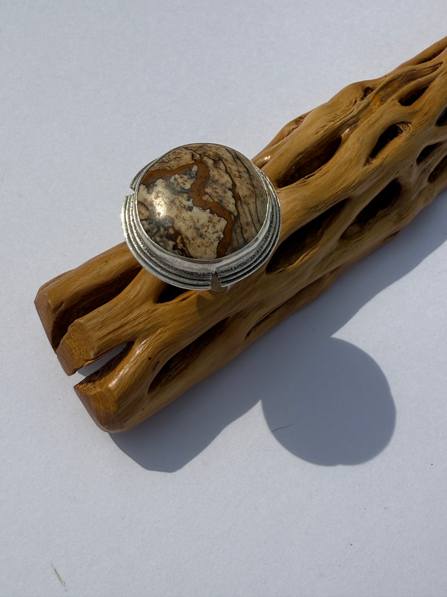 Sanctuary Ring - Sterling Silver & Picture Jasper - size 7