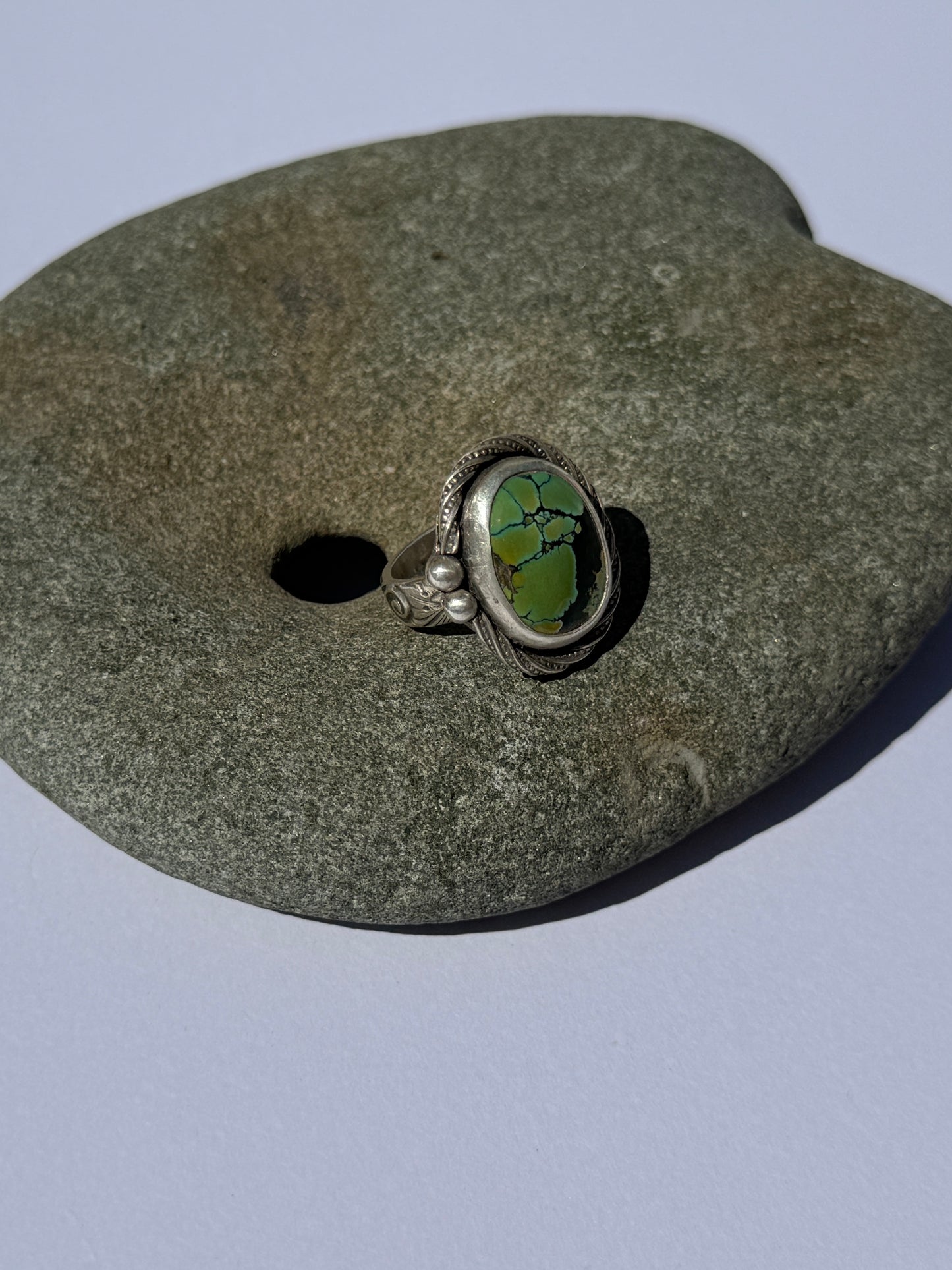 Tranquil Waters Ring - Sterling Silver & Hubei Turquoise - size 5.25