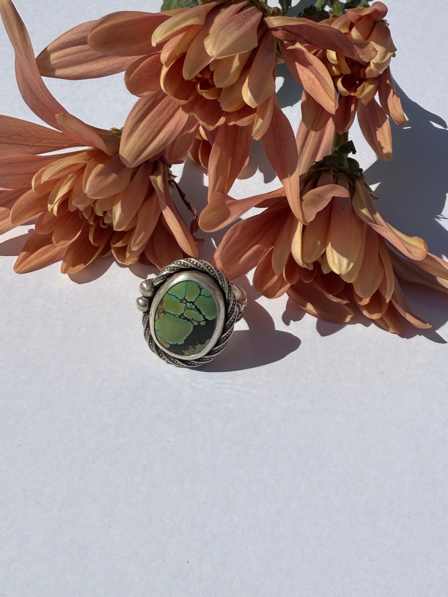 Tranquil Waters Ring - Sterling Silver & Hubei Turquoise - size 5.25