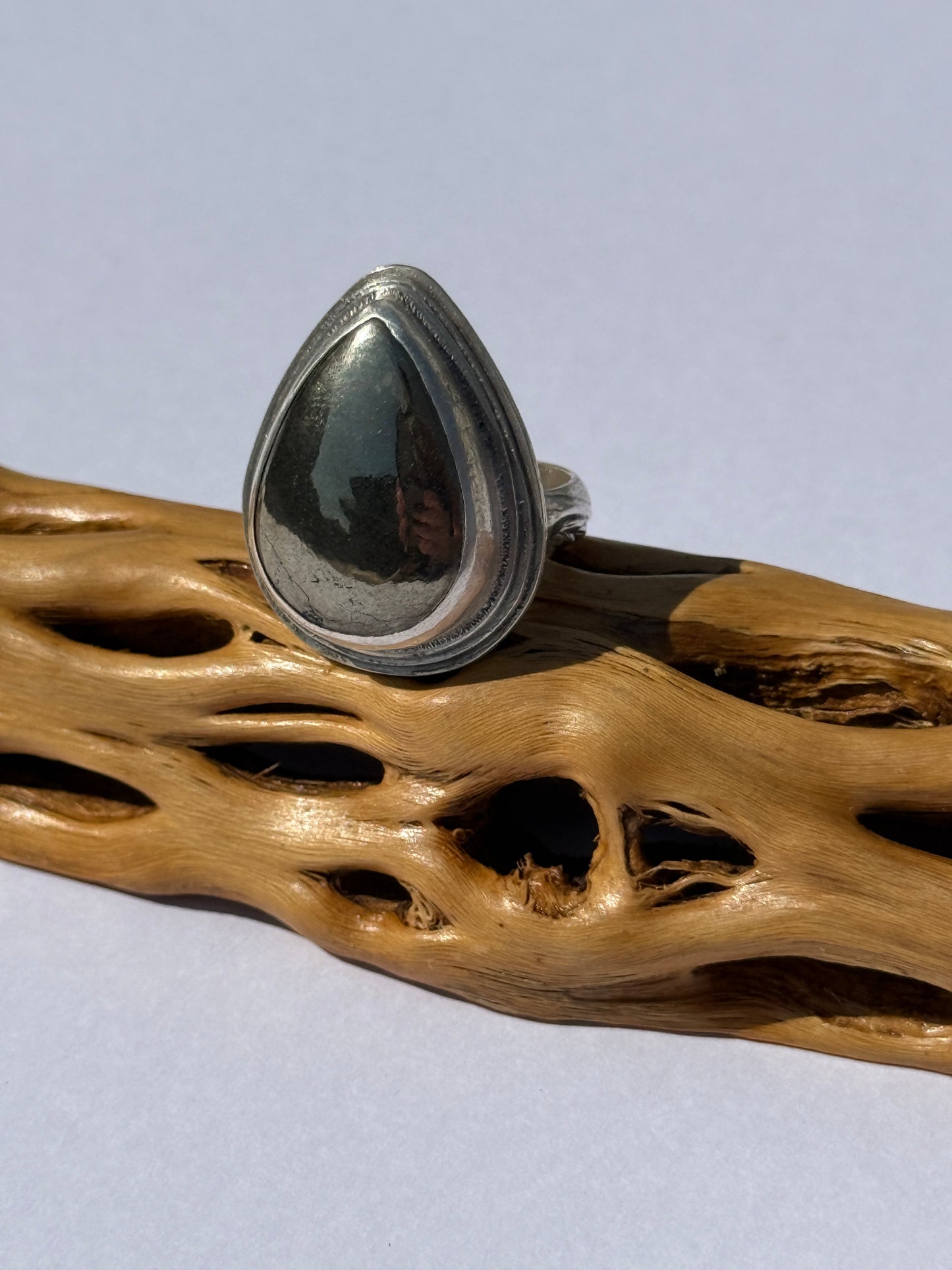 Ripple Ring: Sterling Silver & Pyrite - size 7