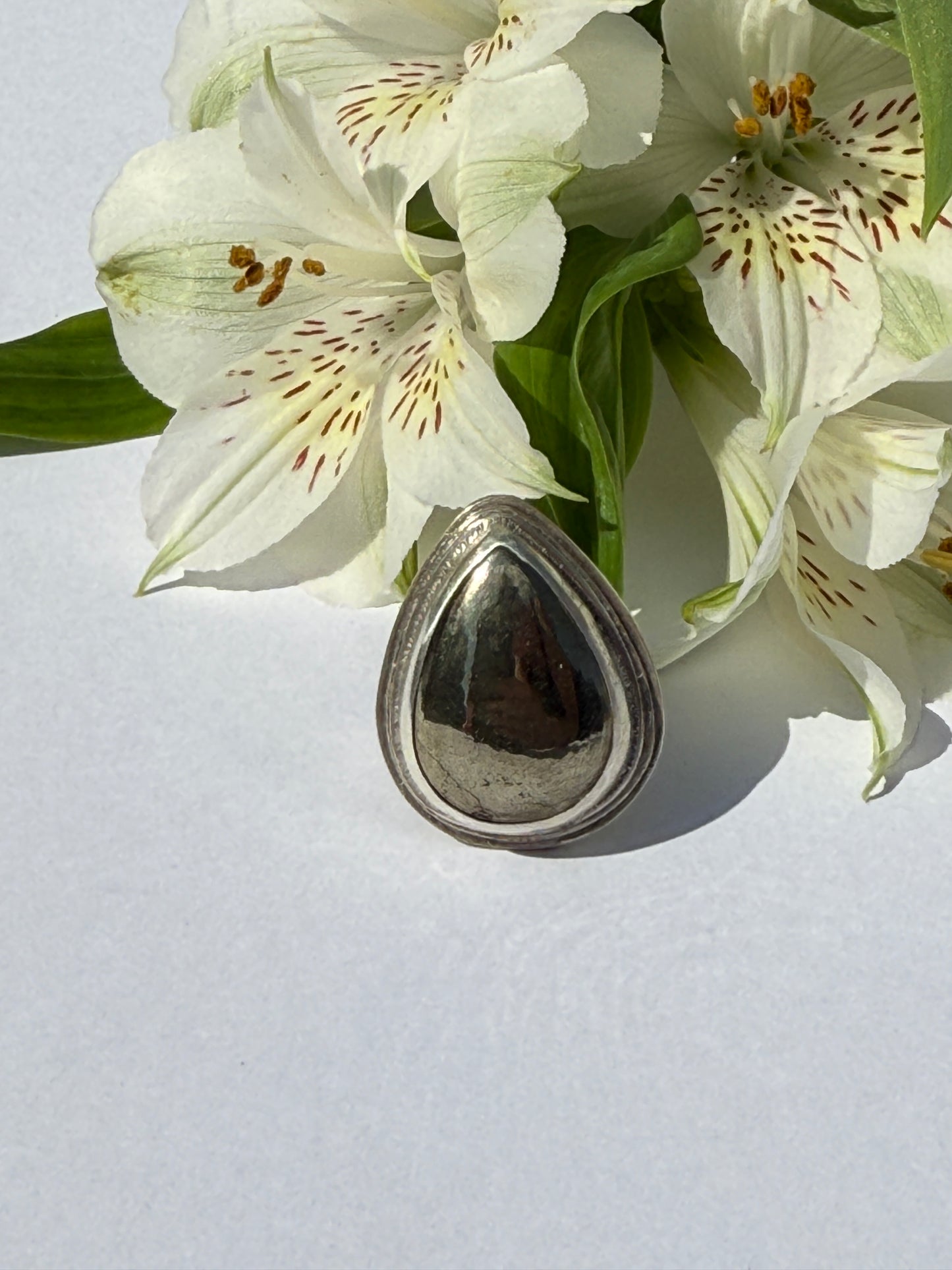 Ripple Ring: Sterling Silver & Pyrite - size 7