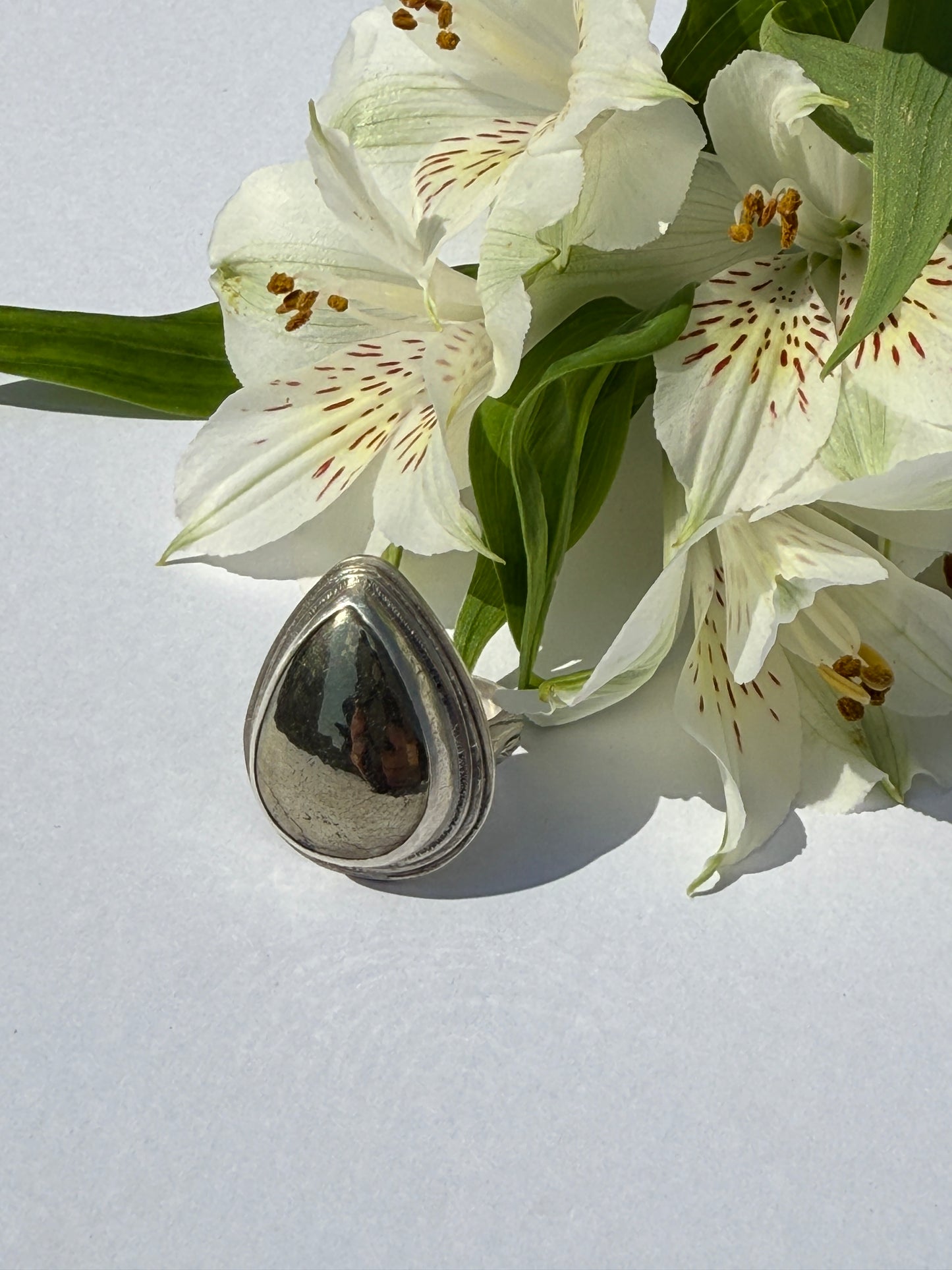 Ripple Ring: Sterling Silver & Pyrite - size 7
