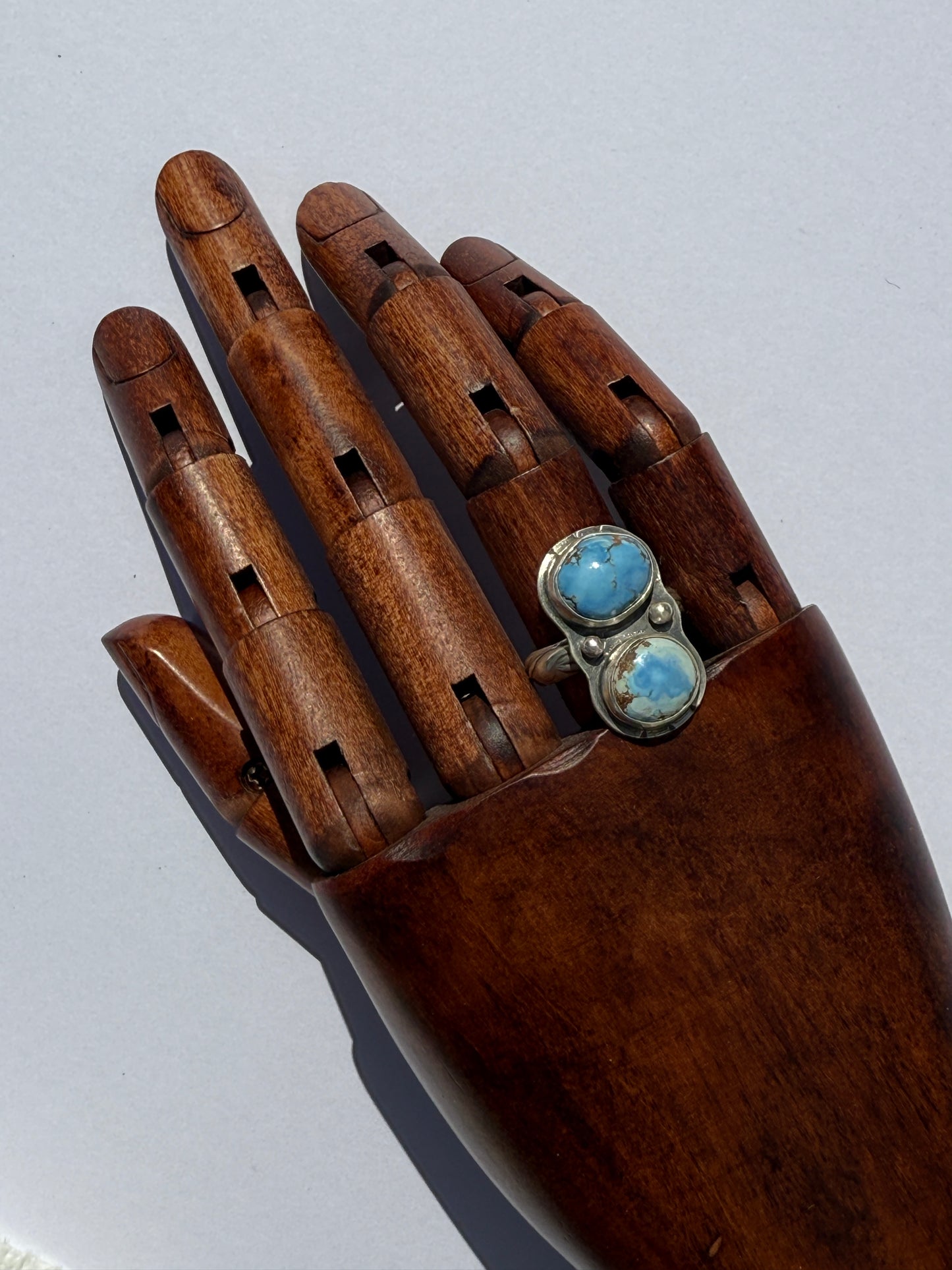 Twin Skies Ring: Sterling Silver & Golden Hills Turquoise - size 7.25