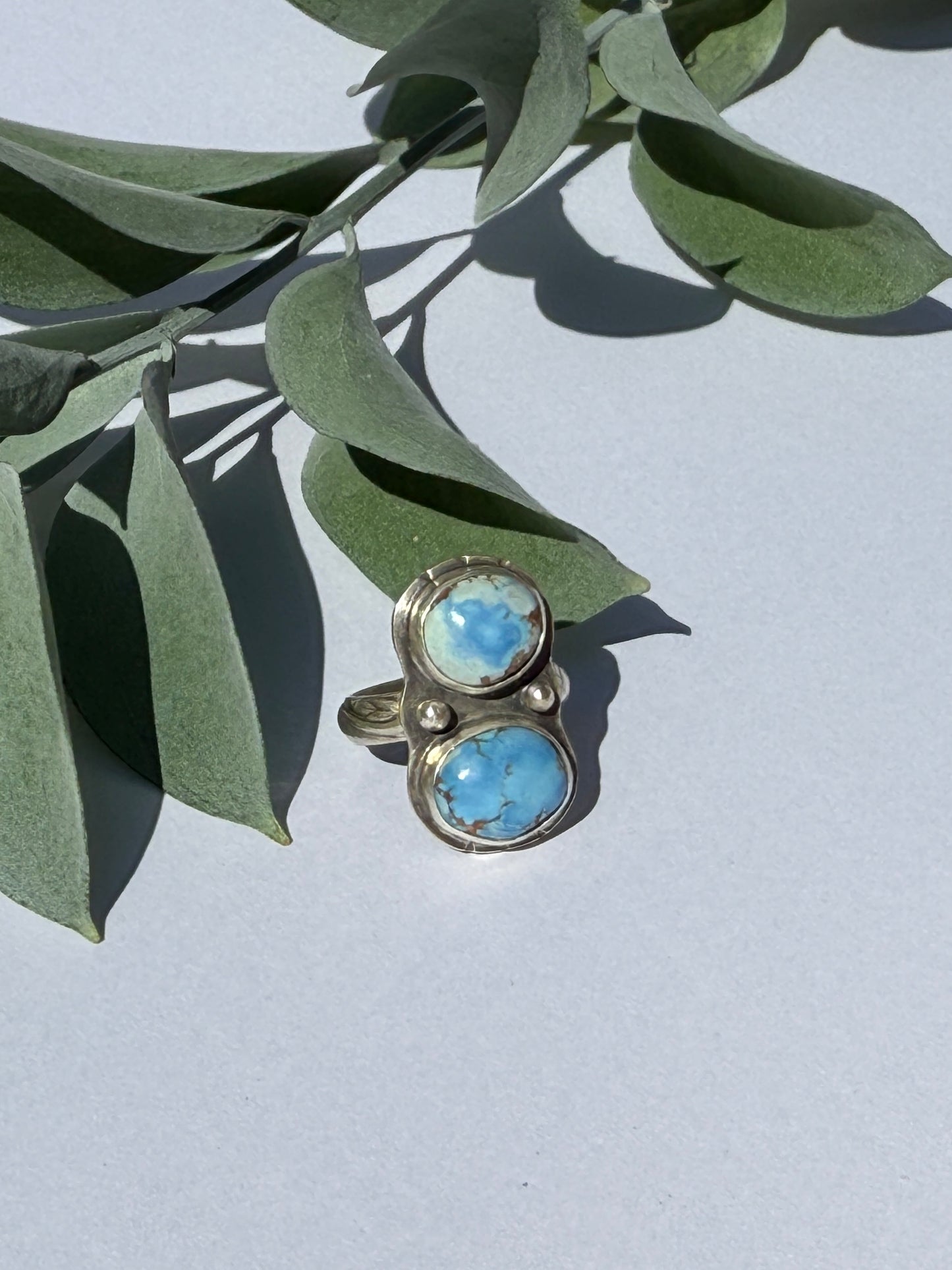 Twin Skies Ring: Sterling Silver & Golden Hills Turquoise - size 7.25
