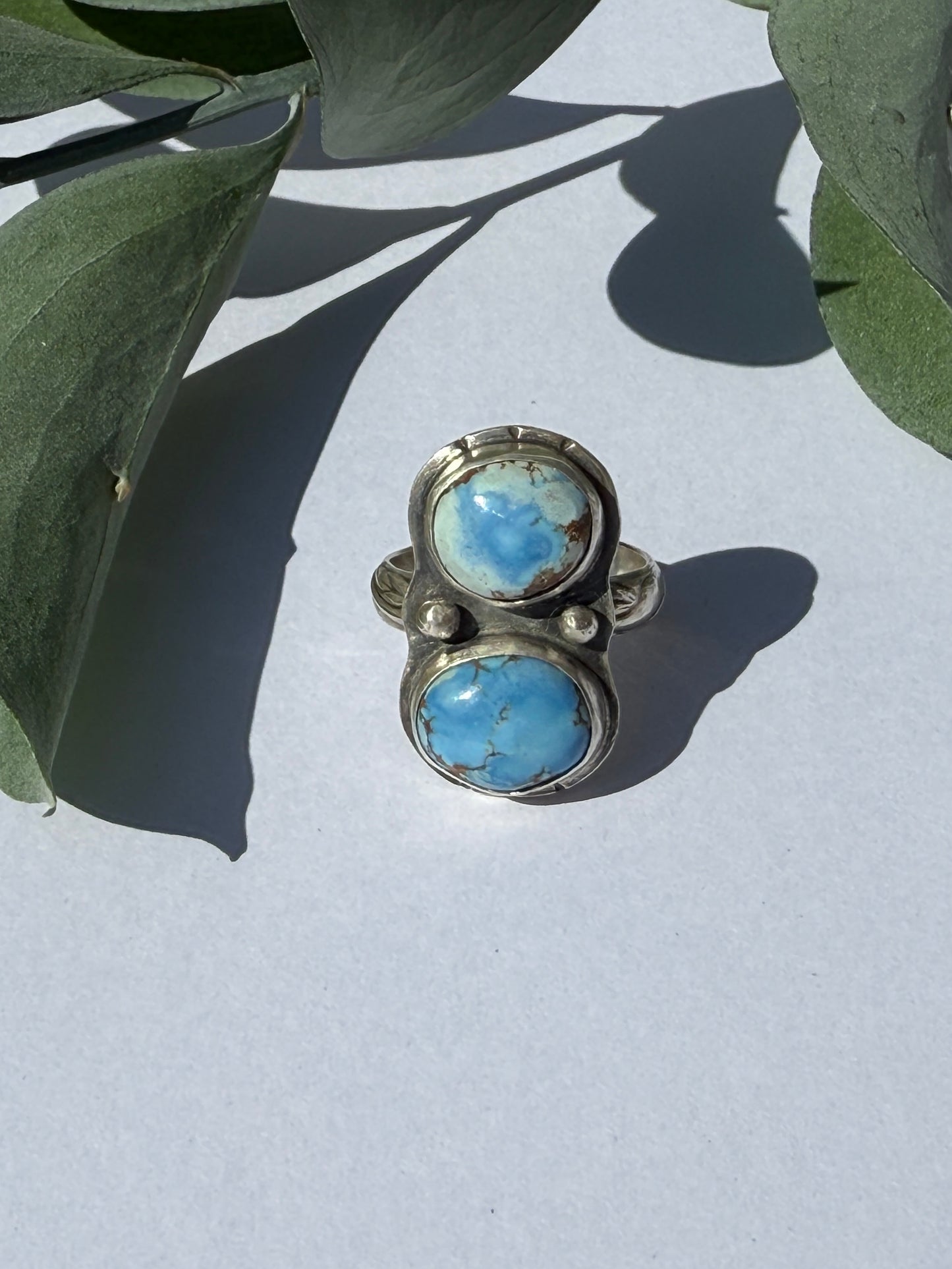 Twin Skies Ring: Sterling Silver & Golden Hills Turquoise - size 7.25