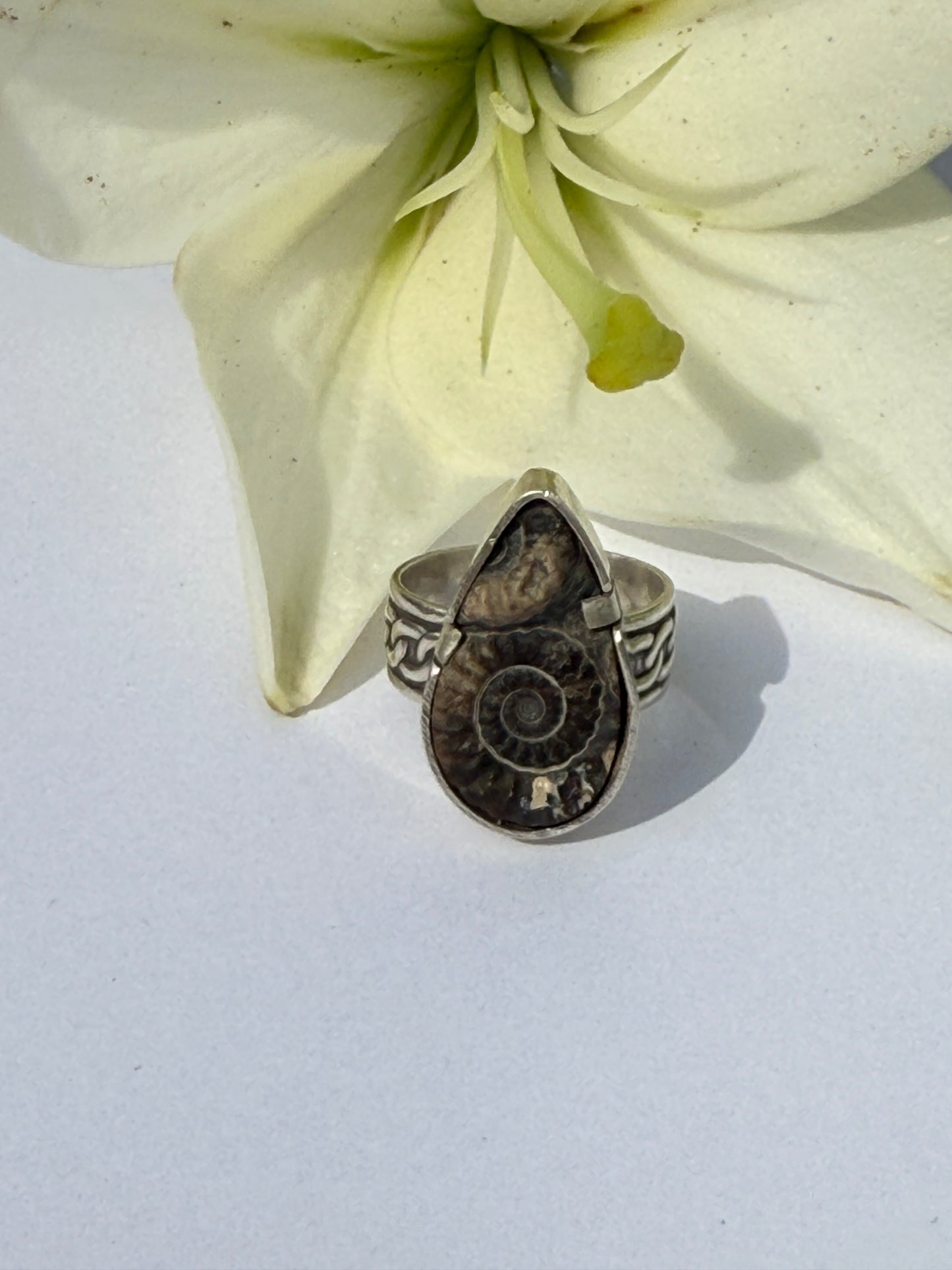 The Rooted Ring: Sterling Silver & Raw Marston Marble - size 8.25