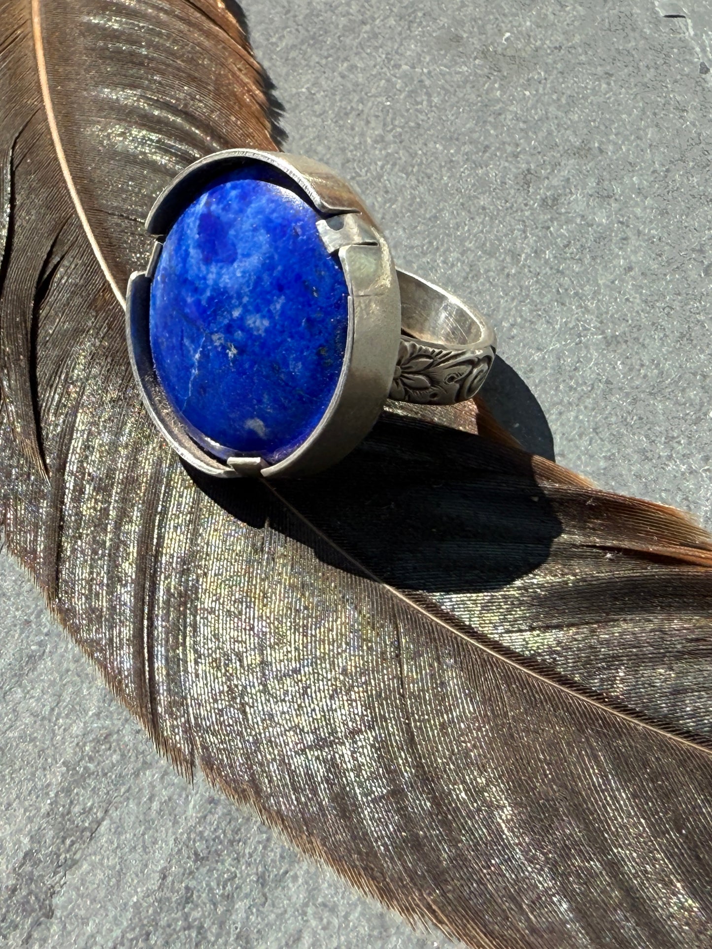 Indigo Horizon Ring: Sterling Silver & Lapis Lazuli - size 8