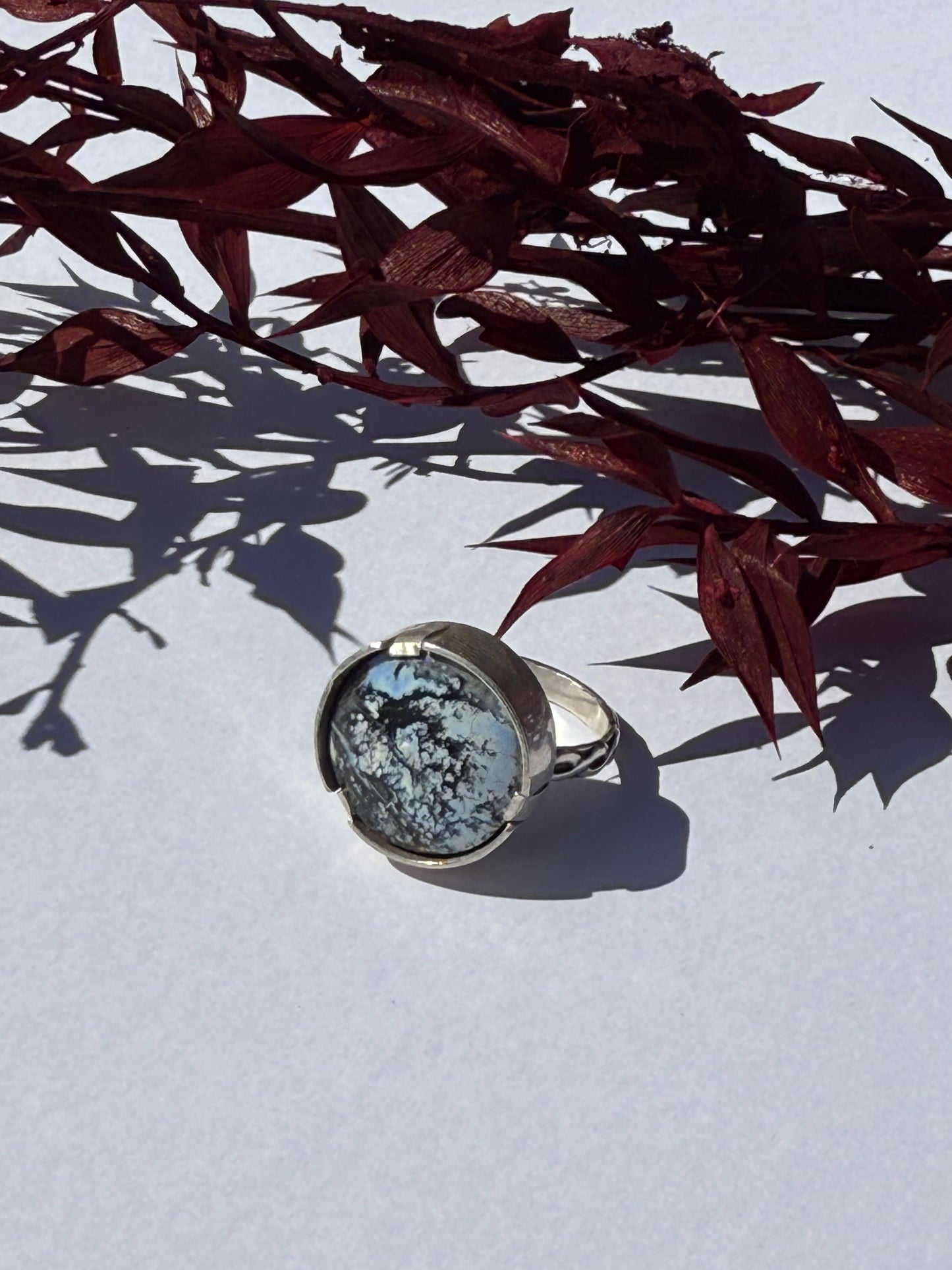 The Stillwater Ring: Sterling Silver & Lavender White River Hubei Turquoise - size 7.5