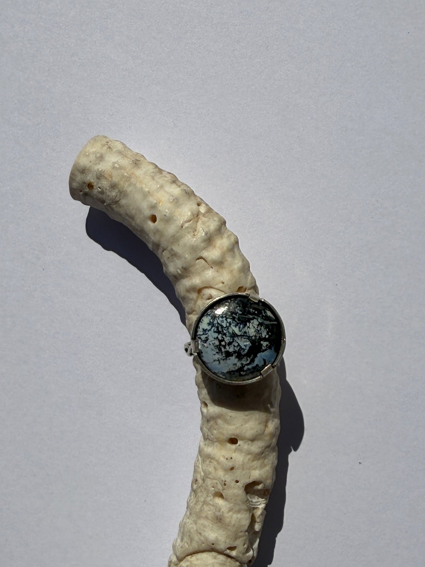 The Stillwater Ring: Sterling Silver & Lavender White River Hubei Turquoise - size 7.5