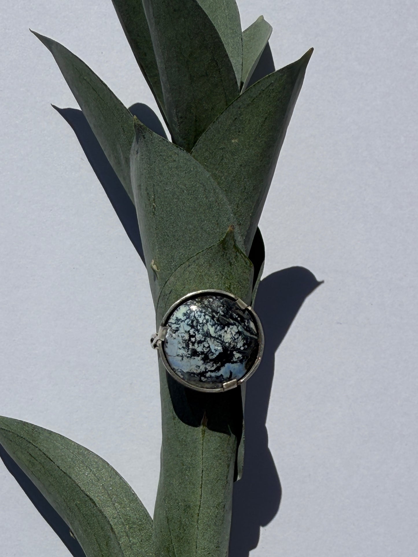 The Stillwater Ring: Sterling Silver & Lavender White River Hubei Turquoise - size 7.5