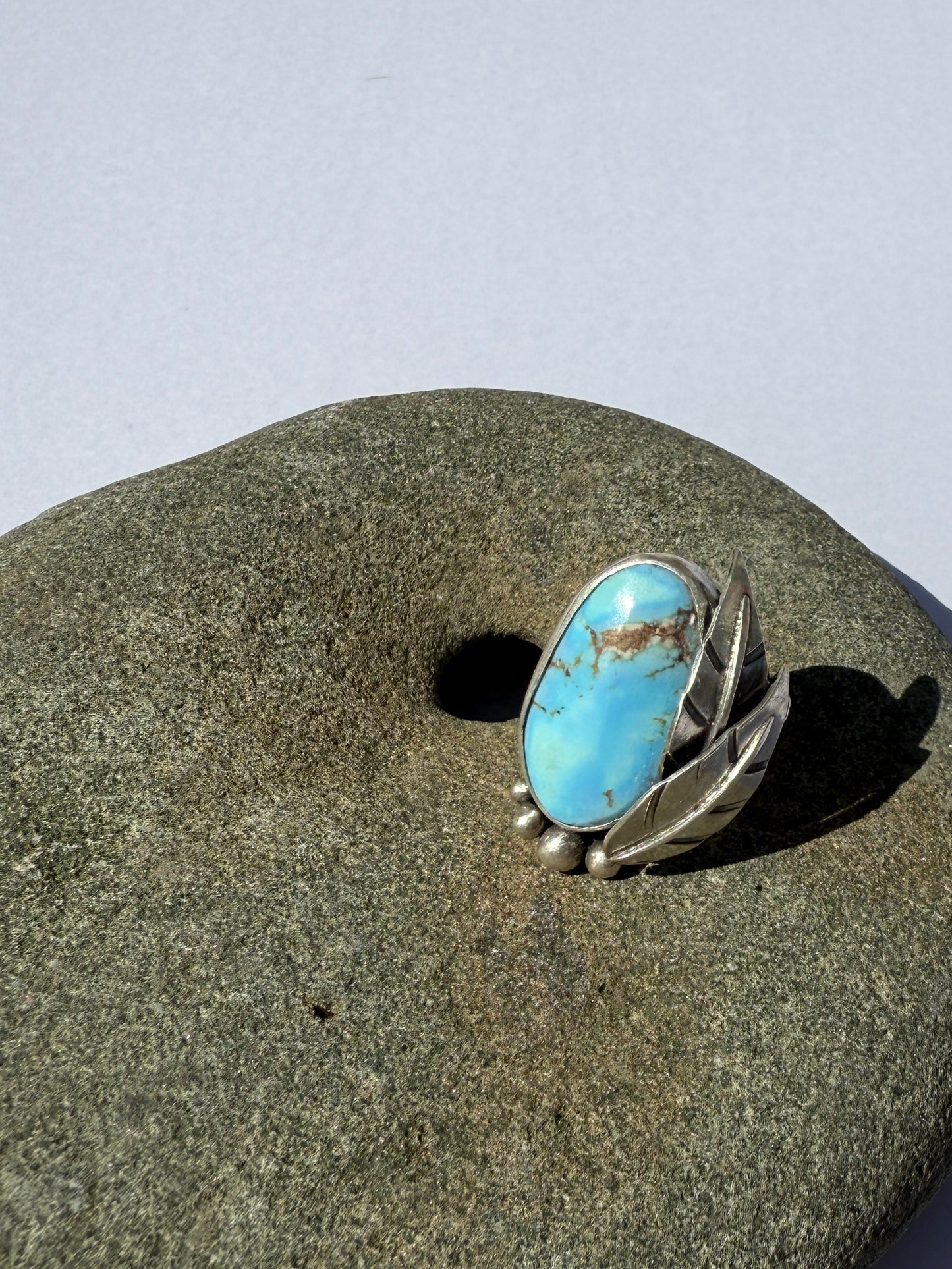 Lavender Skies Ring: Sterling Silver & Golden Hills Turquoise - size 7